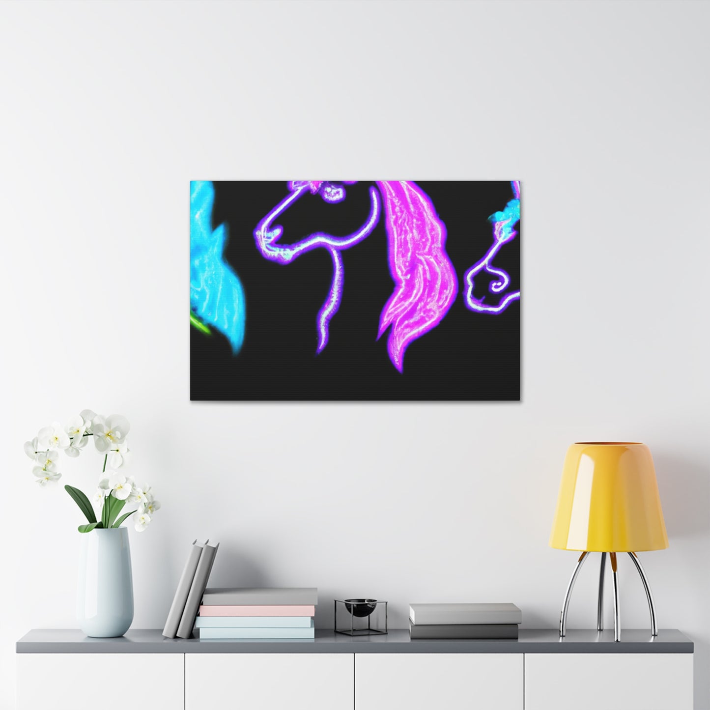 Neon Unicornscape. NEON Unicorns Art Canvas