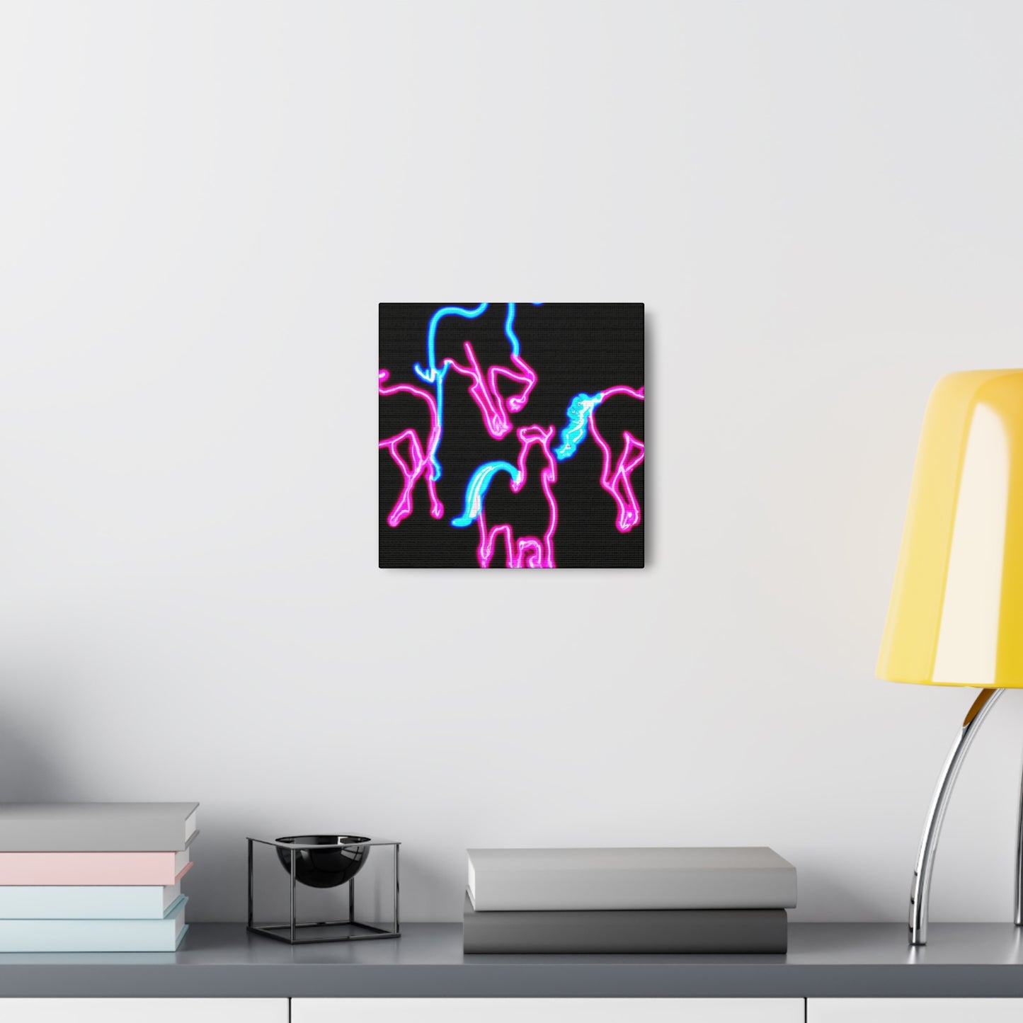 "Enchanted Fluorescence" NEON Unicorns Art Canvas