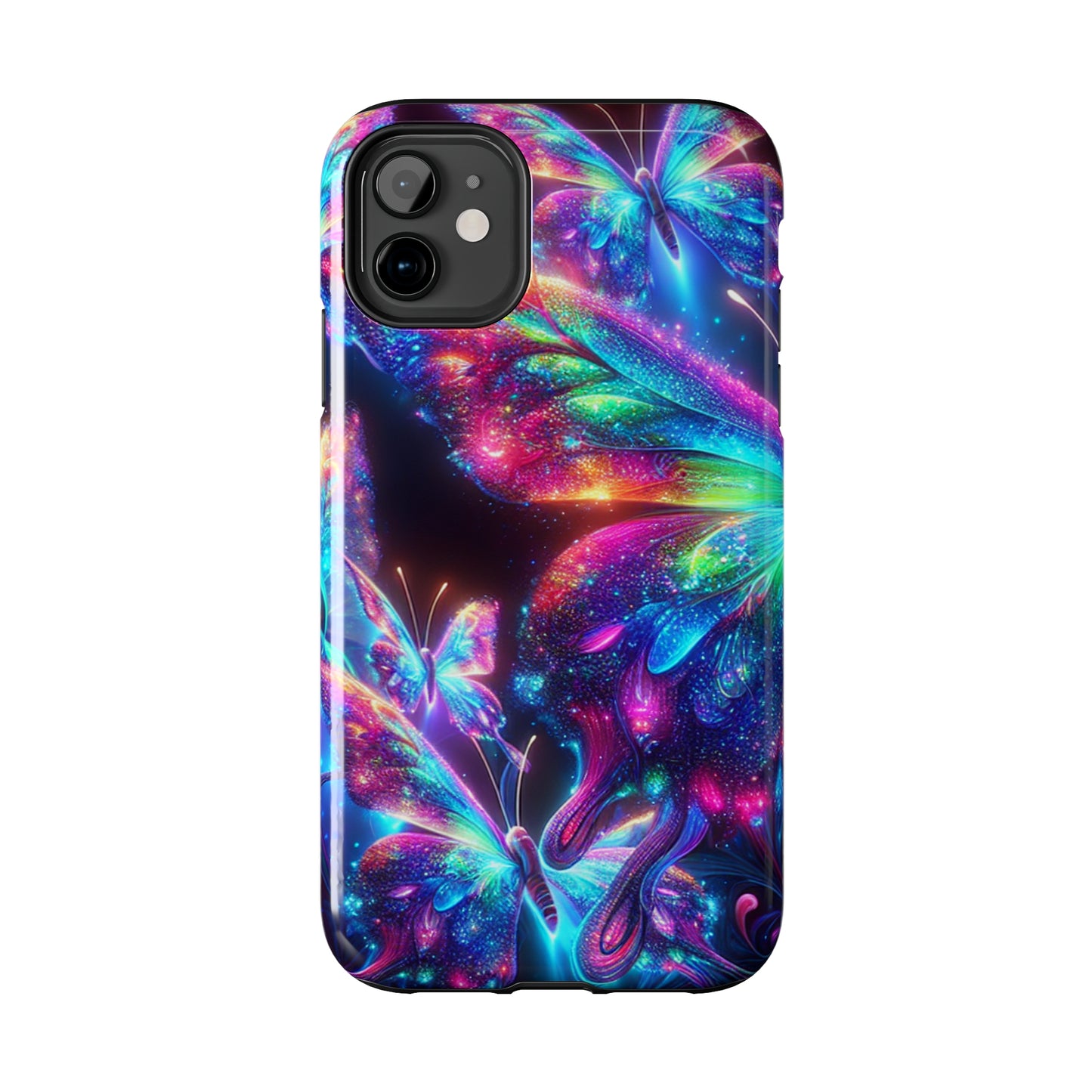 "Butterfly Prism Eruption" NEON Butterflies Tough Phone Case
