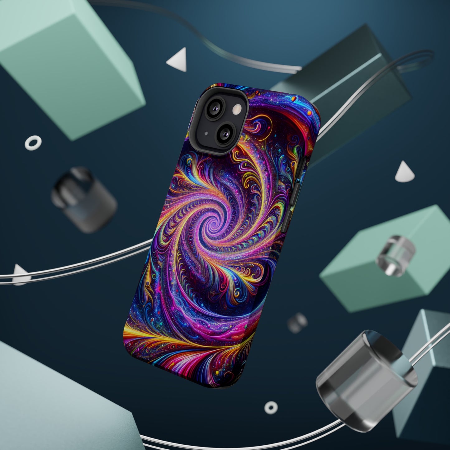 Vivid Psychedelic Cosmic Euphoria. Neon Trippy Infinity Patterns Premium Art Magsafe Magnet Tough IPhone 13 14 15 Pro Plus Max and Mini in Matte and Glossy Phone cases