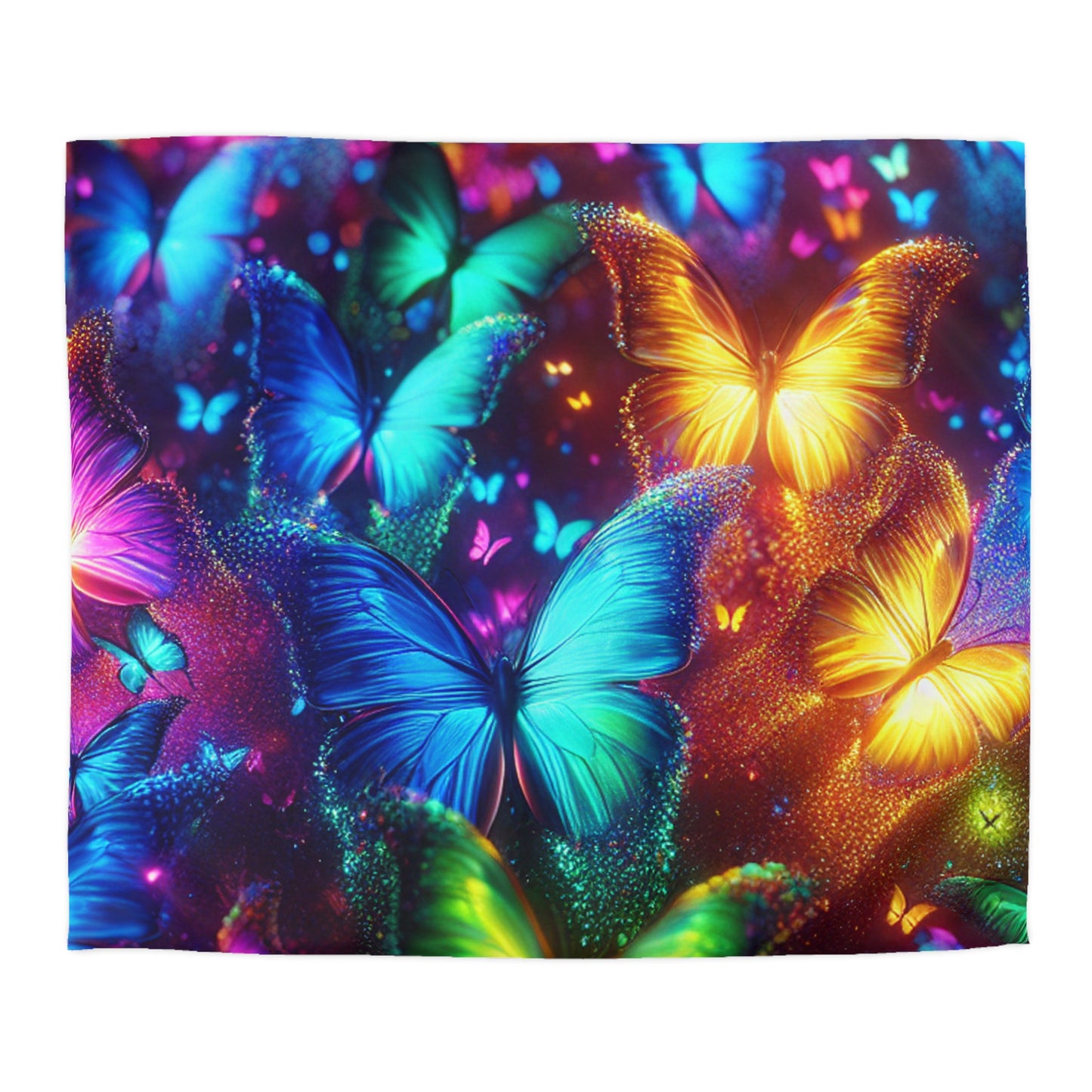 Giovanni da San Gimignano - NEON Butterflies Microfiber Duvet Cover