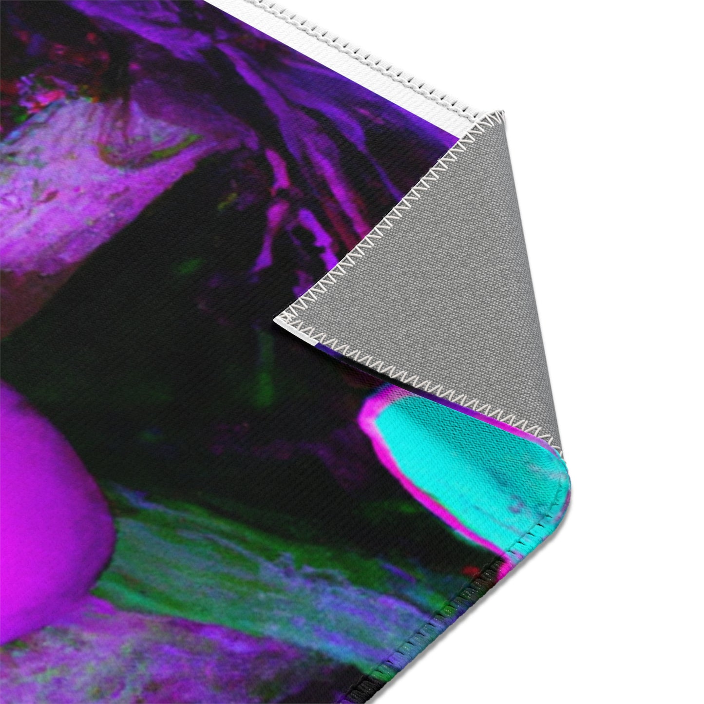 Vibrant Neon Fantasia. Butterflies & Mushrooms Area Rug
