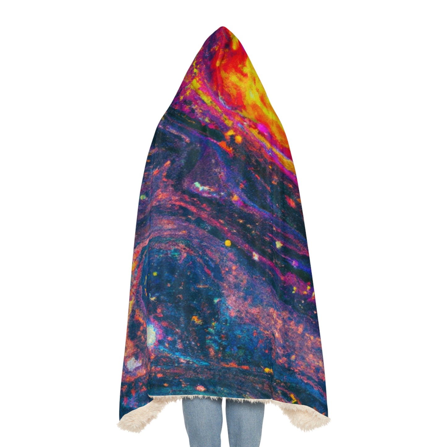 "Neon Digital Illusions" - NEON Infinity Patterns Art Hooded Snuggle Blanket