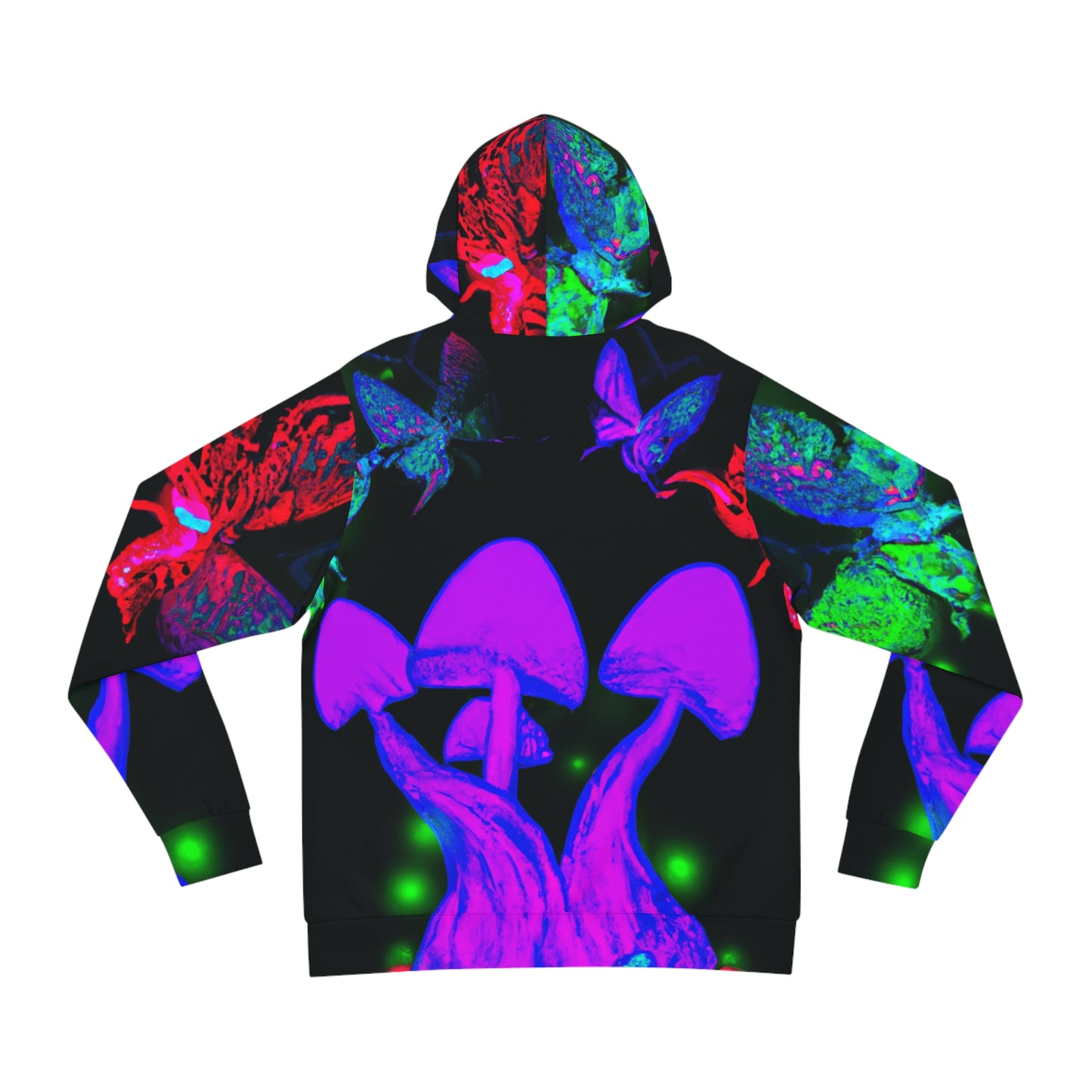 "Aurora of Neon Nightlife" - Butterflies & Mushrooms AOP Hoodie