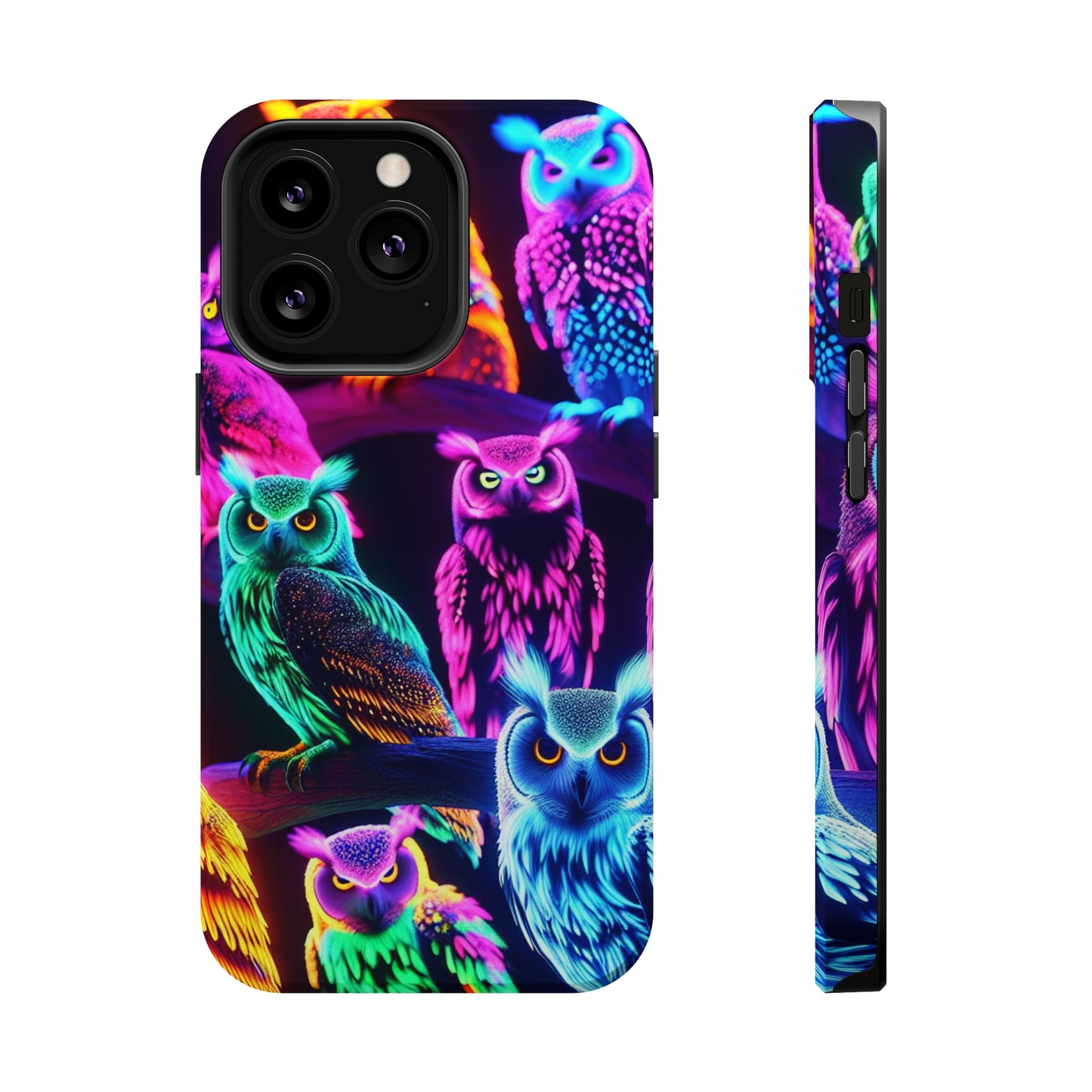 Neon Night Owls. Neon Owls Premium Art Magsafe Magnet Tough IPhone 13 14 15 Pro Plus Max and Mini in Matte and Glossy Phone cases