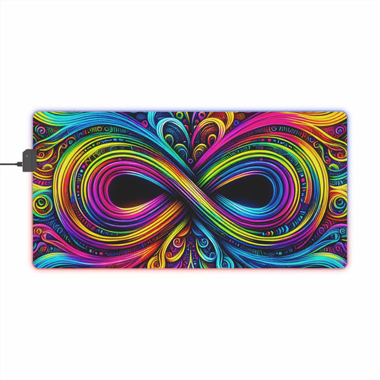 Cosmic Prismatic Woven Illustration. NEON Infinity Patterns Art LED Mousepad