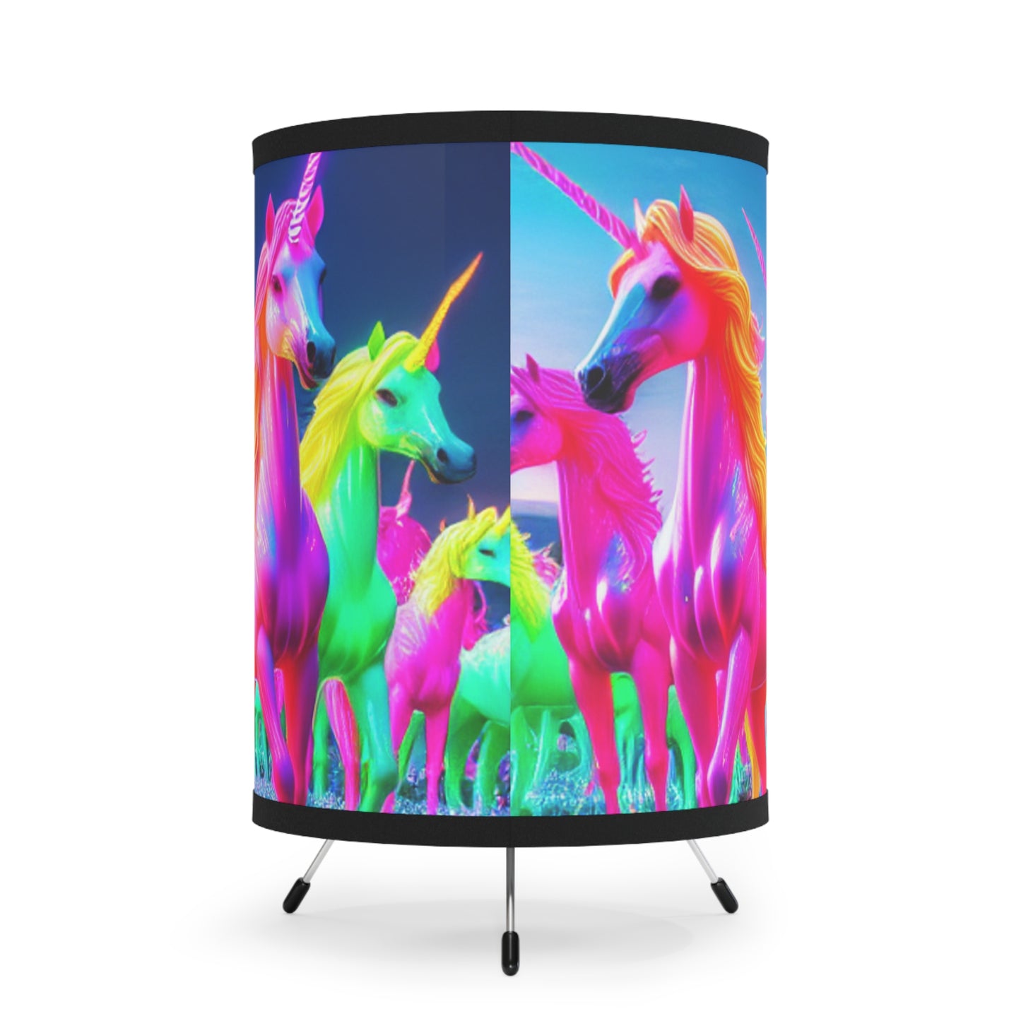 "Infinite Illumination" - NEON Unicorns Art Tripod Lamp