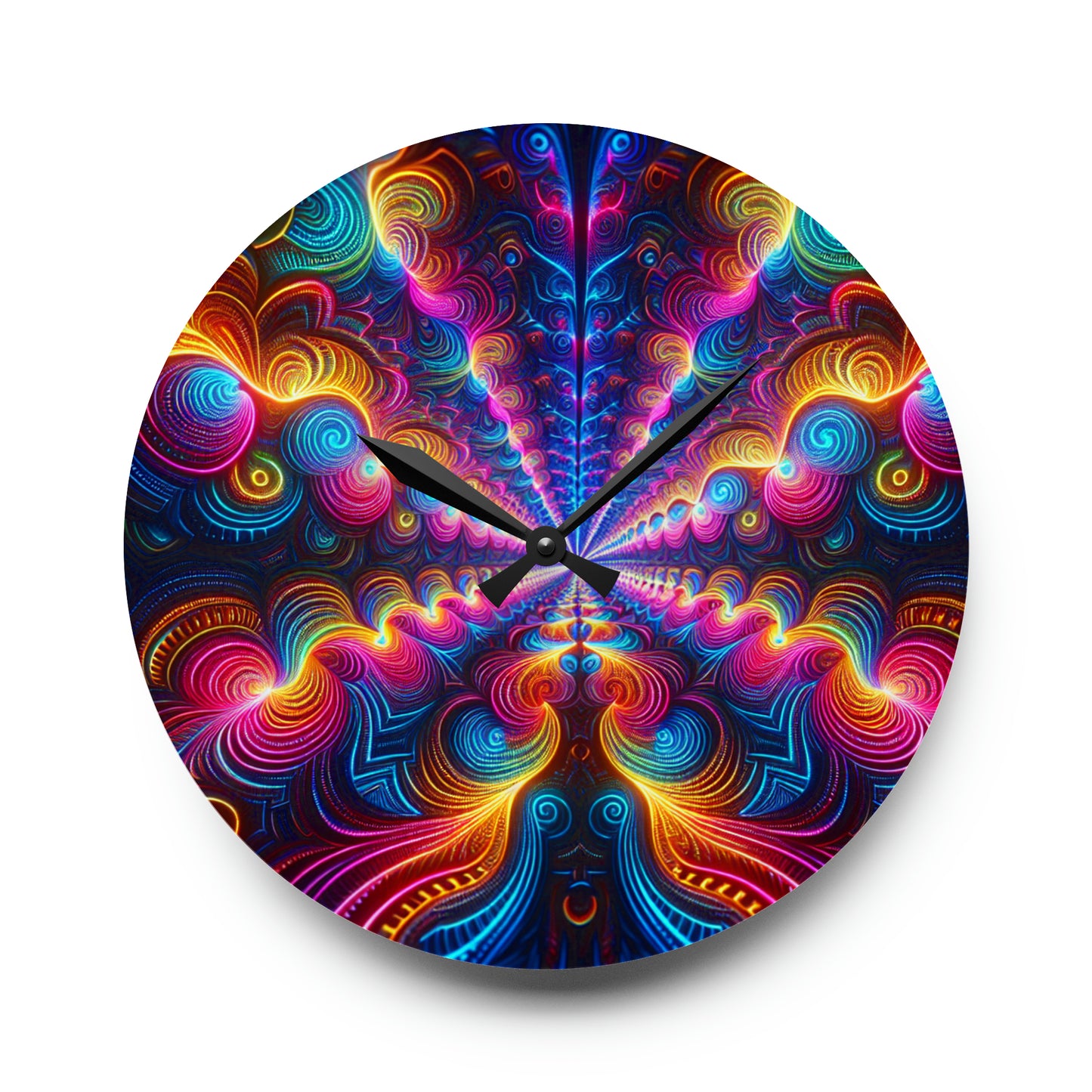 "Infinite Neon Trippiness" Infinity Patterns Art Acrylic Clock