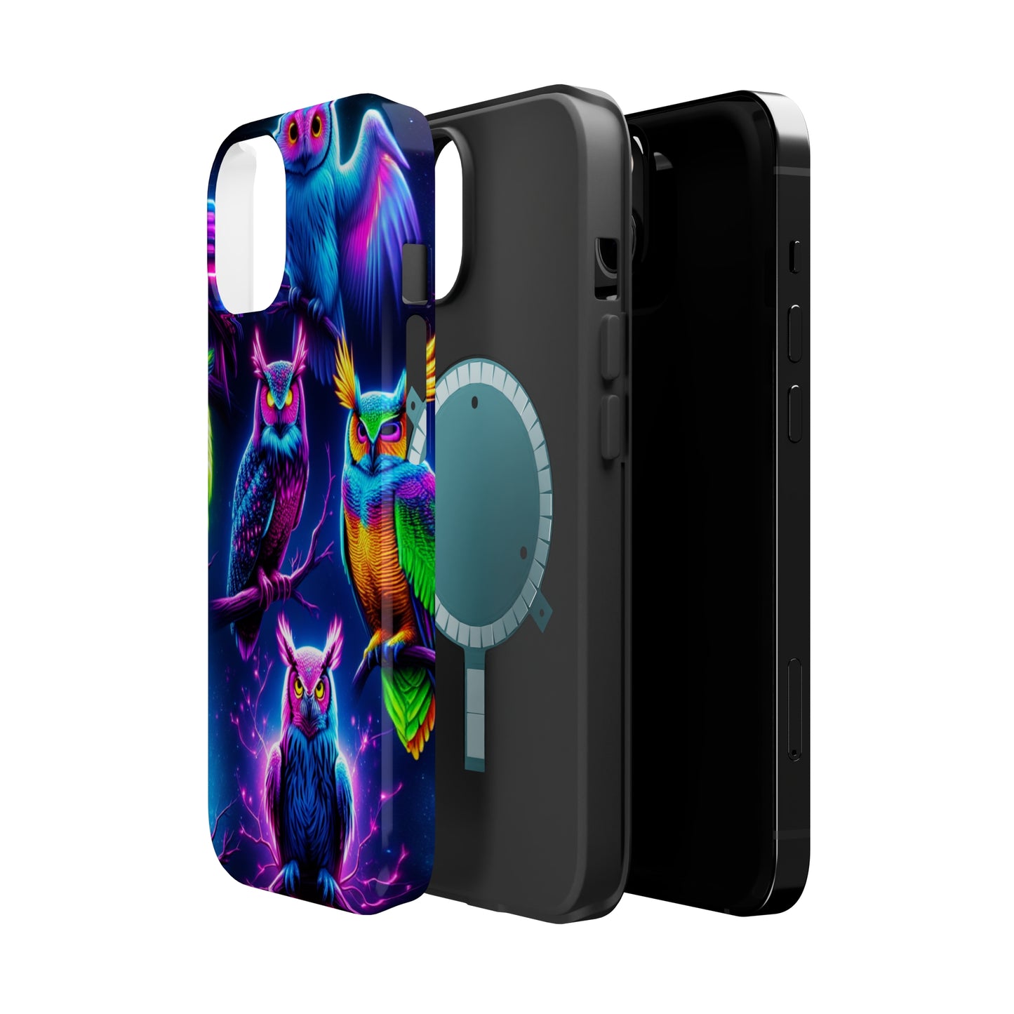 Neon Owlfection. Neon Owls Premium Art Magsafe Magnet Tough IPhone 13 14 15 Pro Plus Max and Mini in Matte and Glossy Phone cases