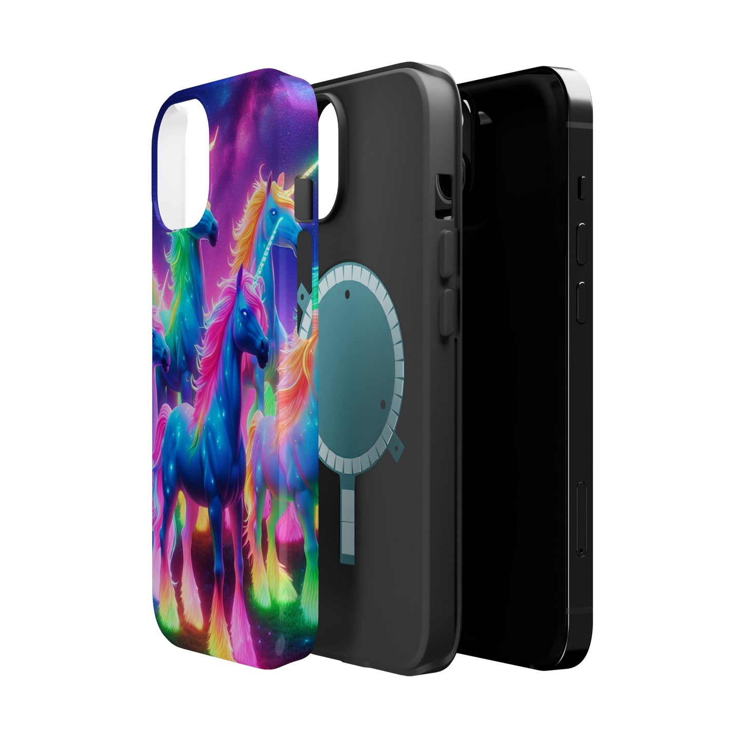 Neon Unicorn Congregation Neon Unicorns Premium Art Magsafe Magnet Tough IPhone 13 14 15 Pro Plus Max and Mini in Matte and Glossy Phone cases