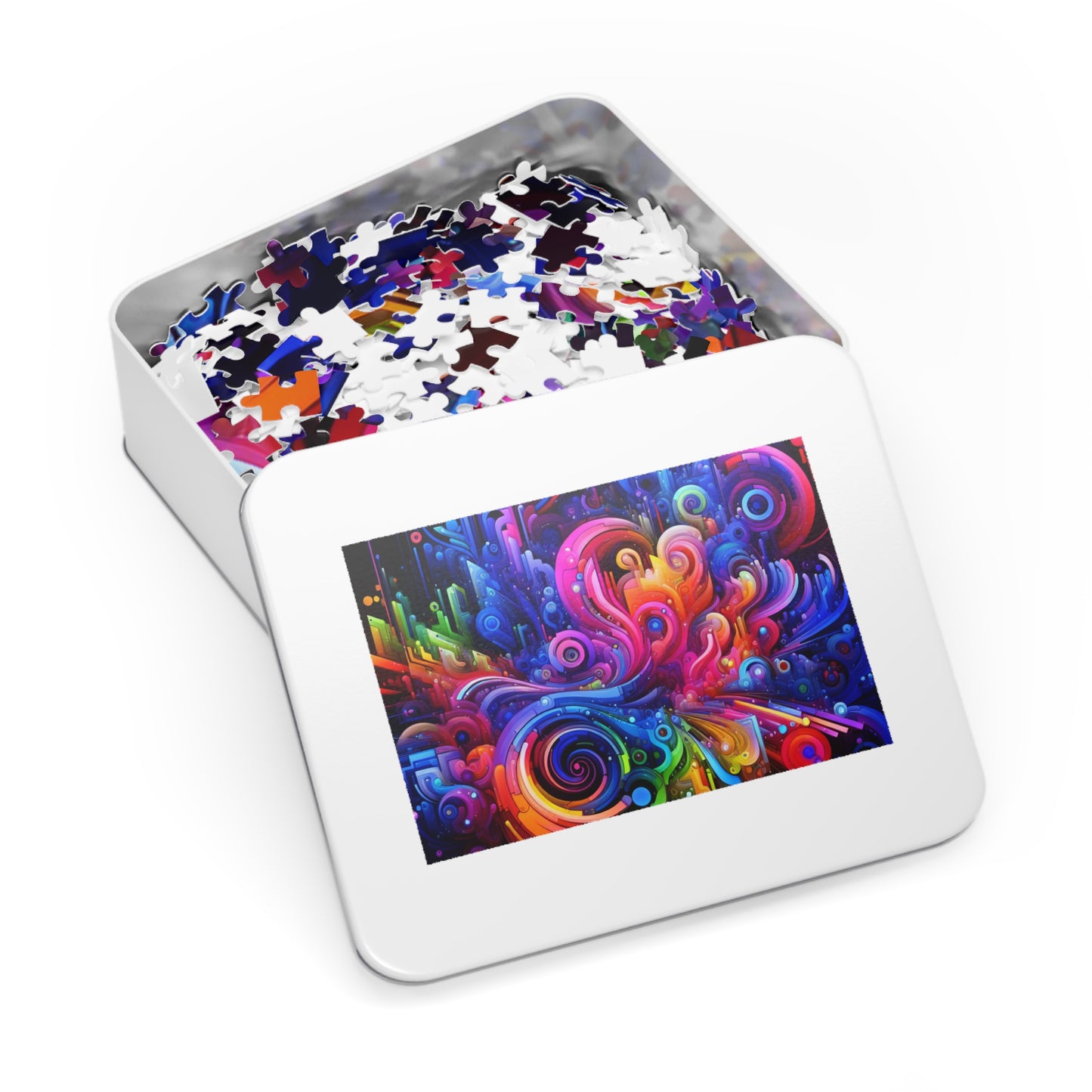 "Neon Flux" - Neon Trippy Infinity Patterns Puzzle 30, 110, 252, and 1000 Pieces