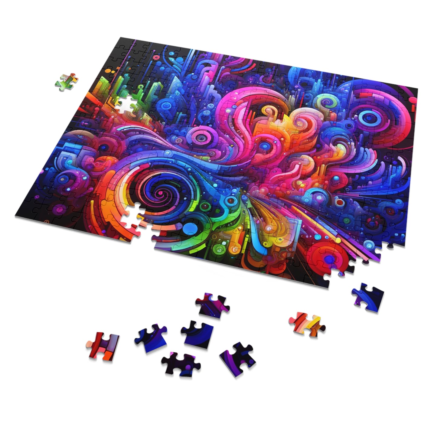 "Neon Flux" - Neon Trippy Infinity Patterns Puzzle 30, 110, 252, and 1000 Pieces