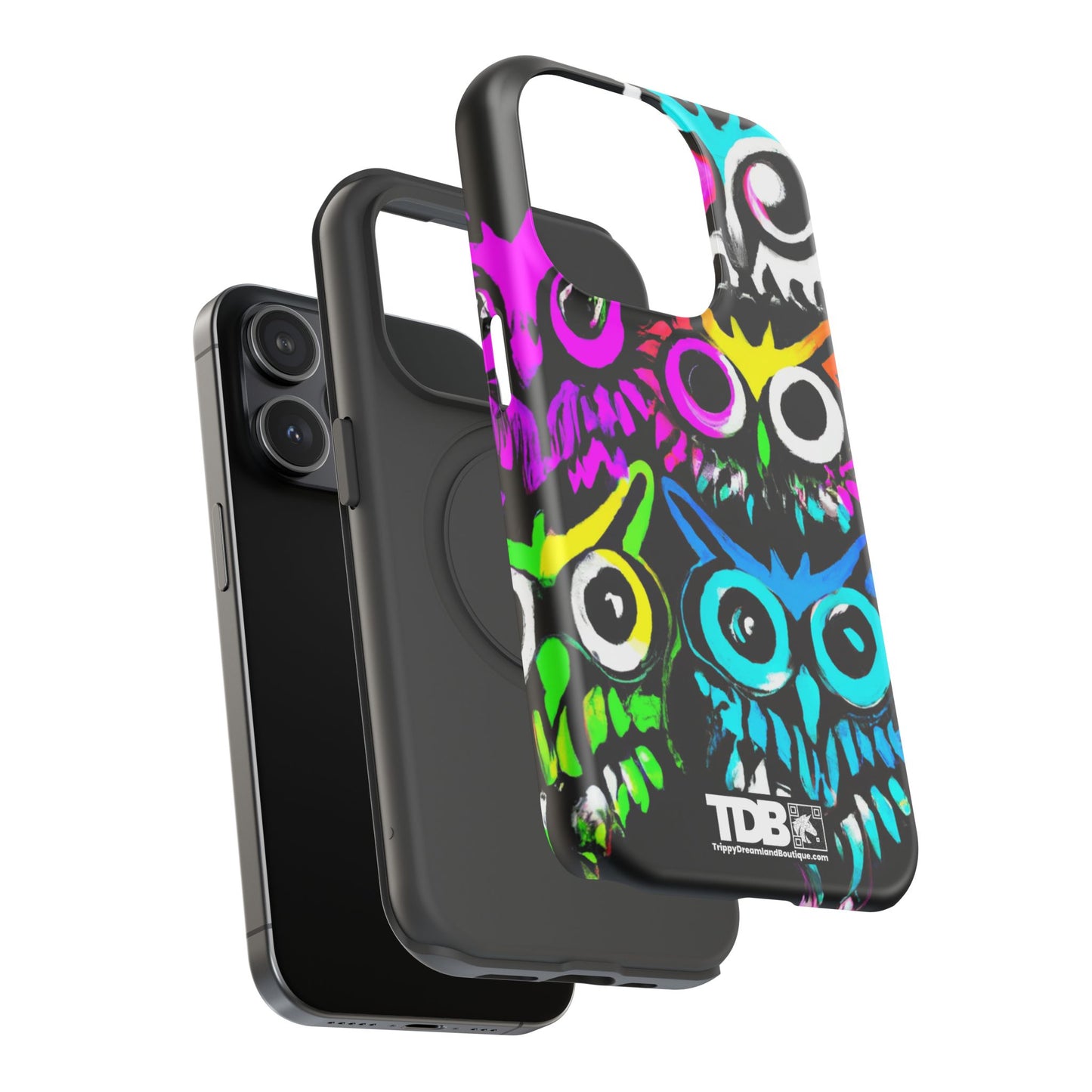 TDB Psychedelic Rave Owl Impact-Resistant Phone Case - Colorful Protection