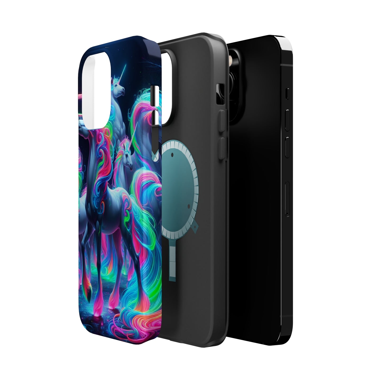 Neon Unicorn Prism. Neon Unicorns Premium Art Magsafe Magnet Tough IPhone 13 14 15 Pro Plus Max and Mini in Matte and Glossy Phone cases