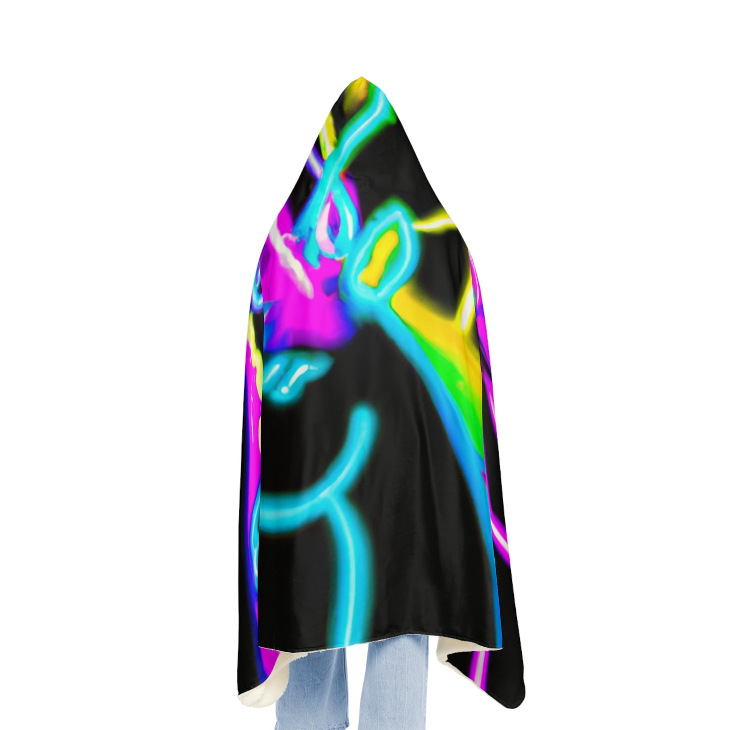 "Vivid Unicorns" - NEON Unicorns Art Hooded Snuggle Blanket