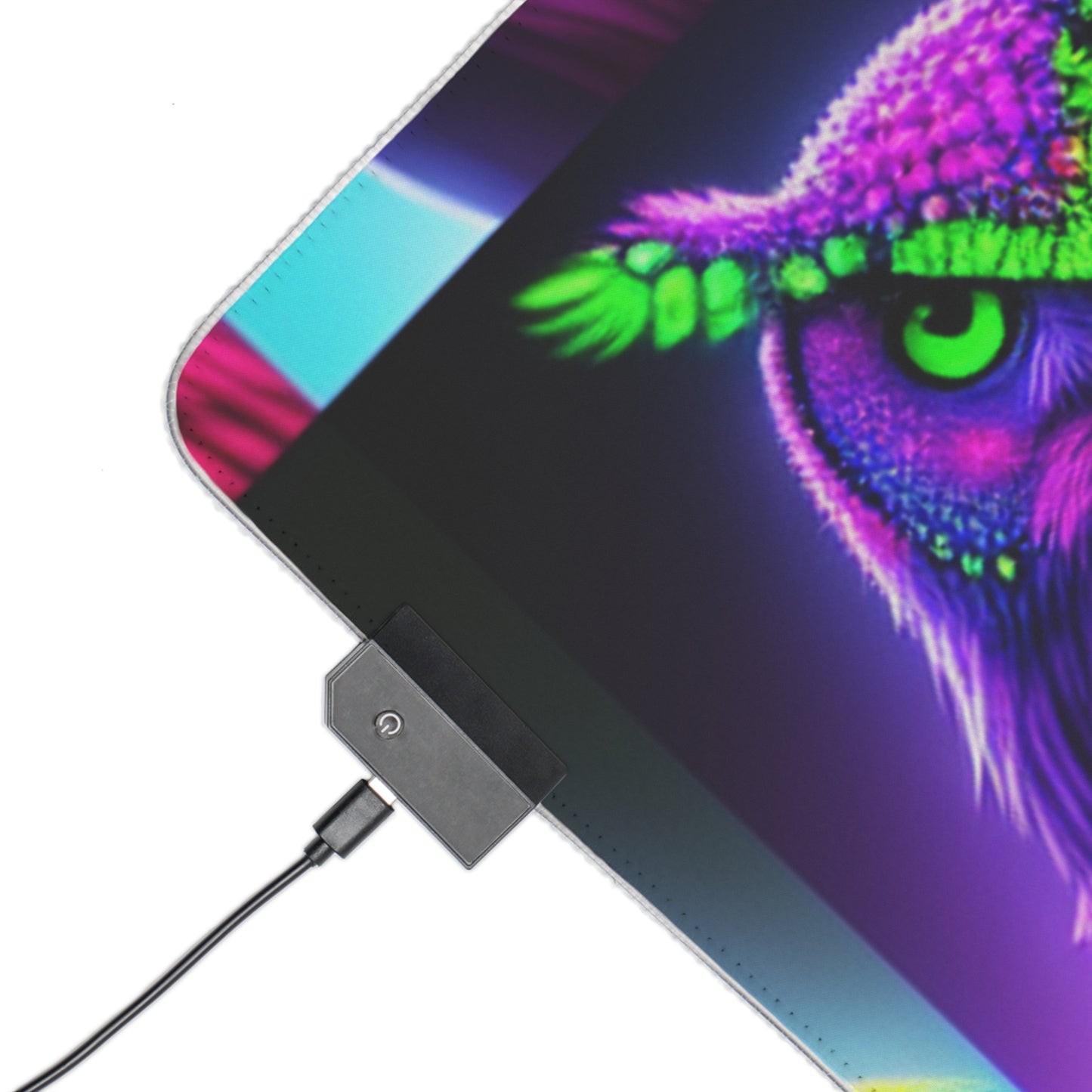 Neon Nocturnal Symphony. NEON Owls Art LED Mousepad
