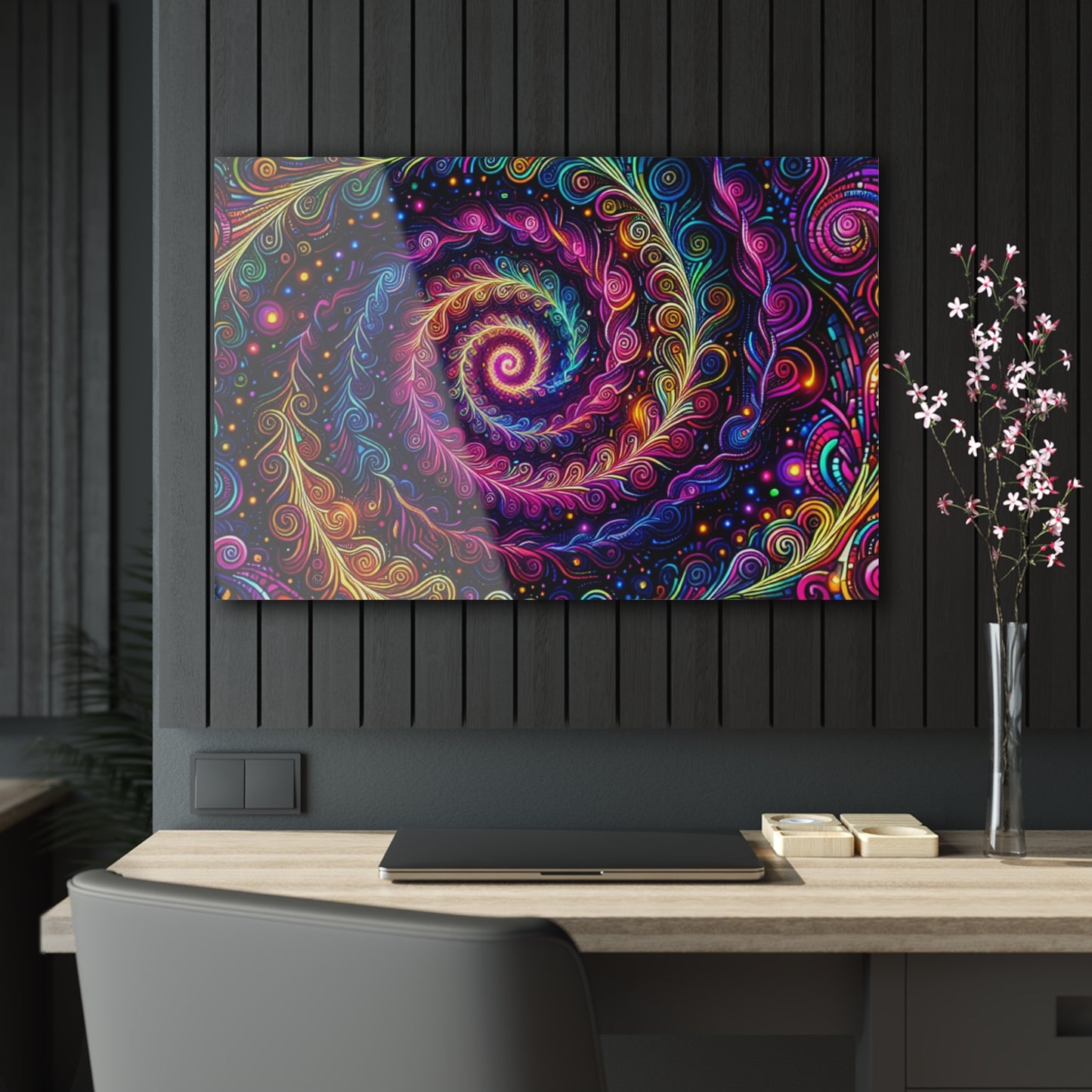 Vibrant Infinity Voyage. Trippy infity Pattern 1/4" Glossy Acrylic Art