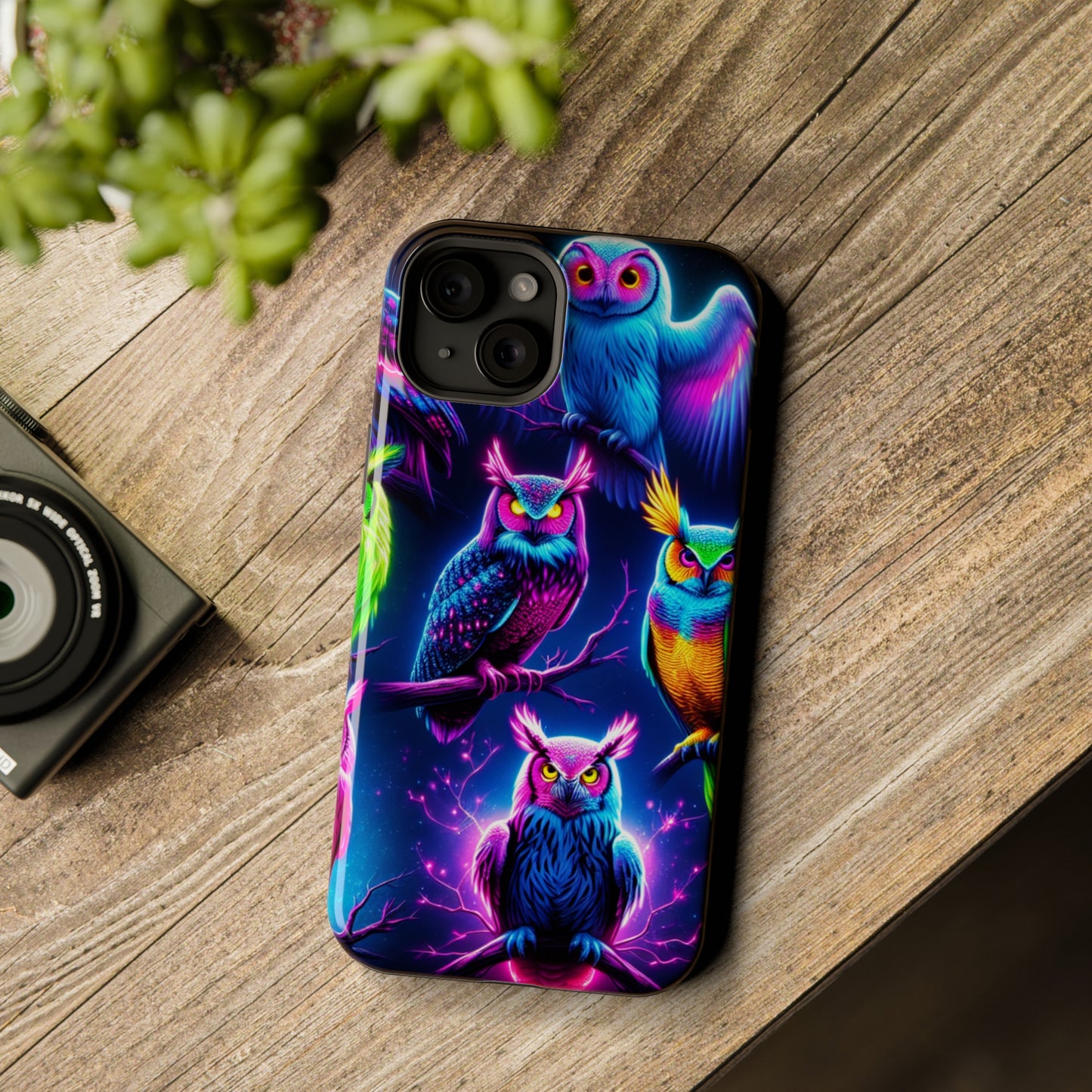 Neon Owlfection. Neon Owls Premium Art Magsafe Magnet Tough IPhone 13 14 15 Pro Plus Max and Mini in Matte and Glossy Phone cases