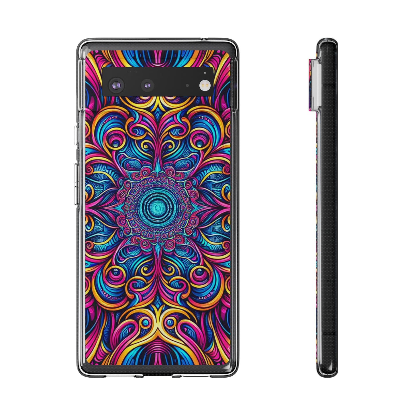 "Fantasia of Fluorescence" Infinity Patterns Art Polycarbonate Phone Case Samsung Galaxy s21 s22 Google Pixel 6 Iphone 11 12 13 14 Pro Max Mini Plus
