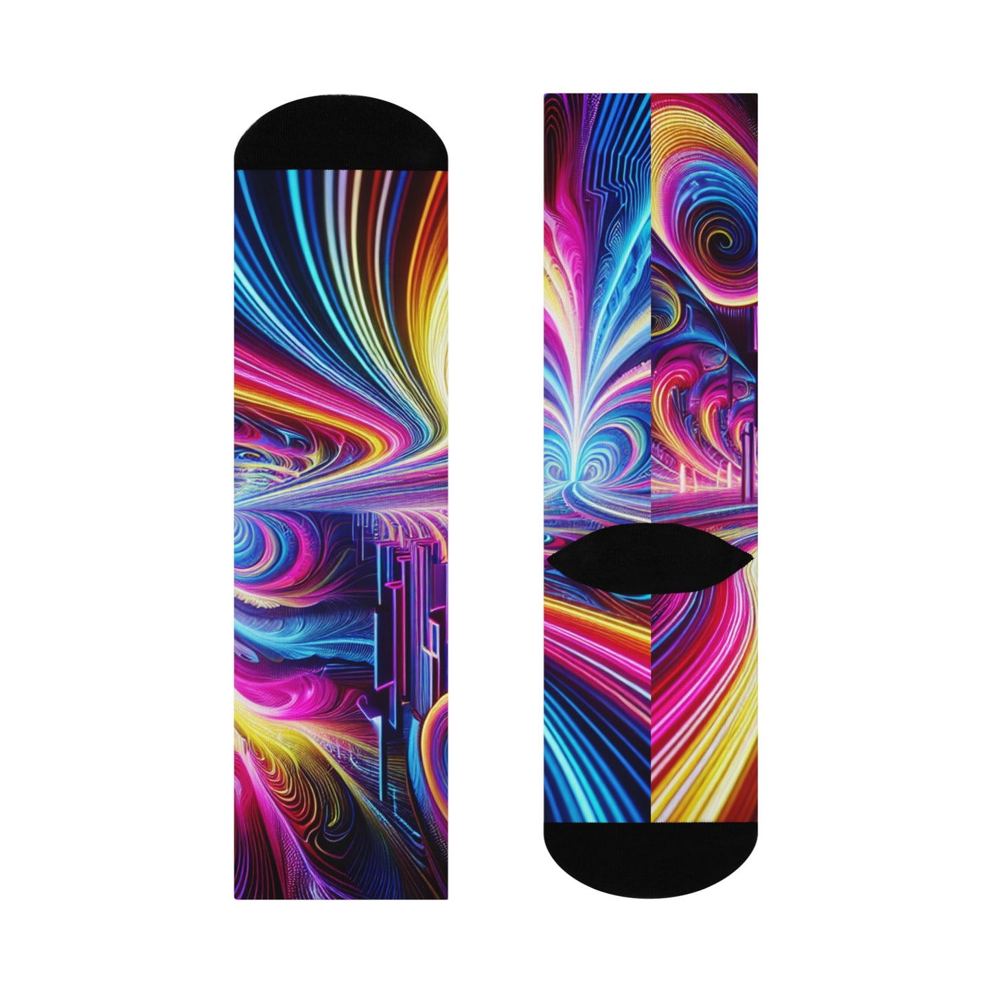 Neon Infinity Ouroboros. Trippy Cushioned Crew Socks
