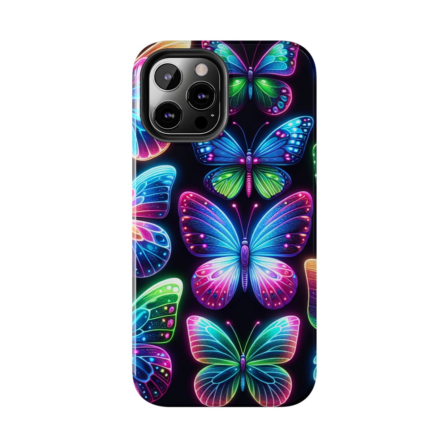 "Dance of the Neon Butterflies" NEON Butterflies Tough Phone Case Iphone 6 7 8 9 10 11 12 13 14 SE X XR XS Pro Max Mini Plus