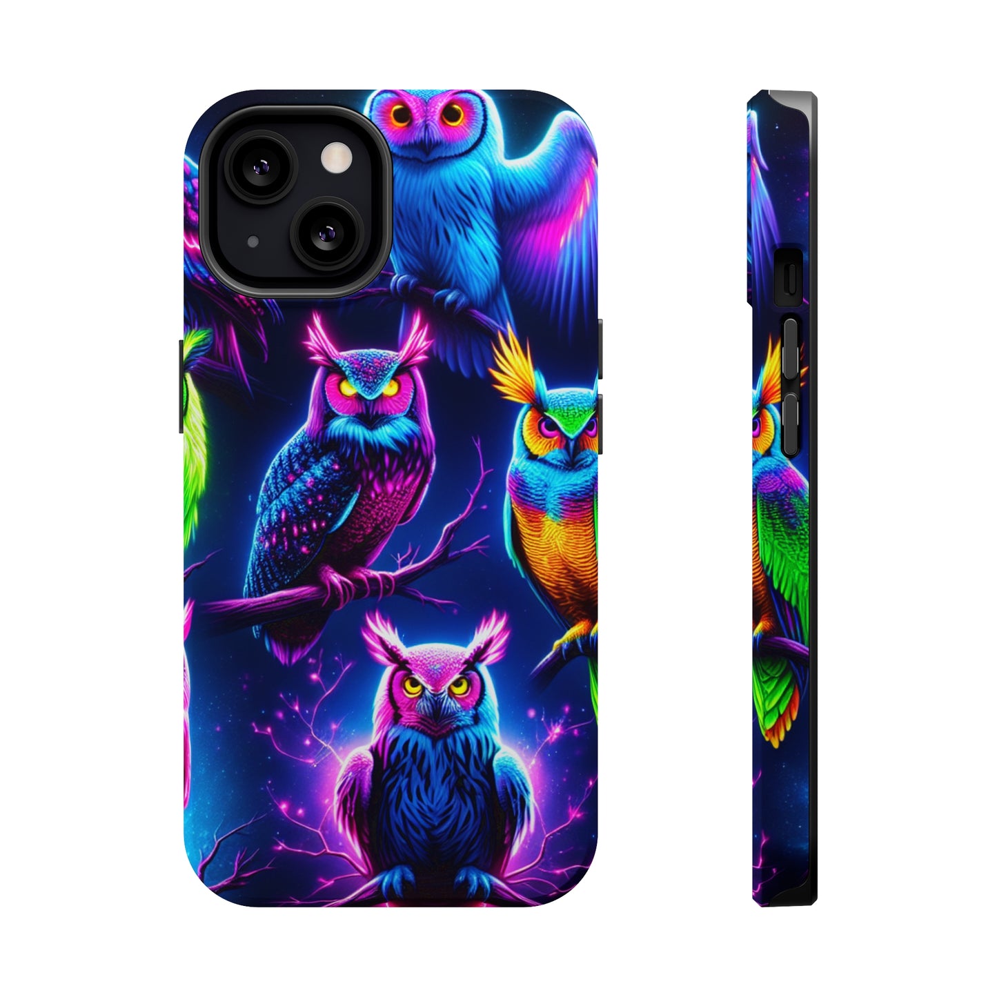 Neon Owlfection. Neon Owls Premium Art Magsafe Magnet Tough IPhone 13 14 15 Pro Plus Max and Mini in Matte and Glossy Phone cases