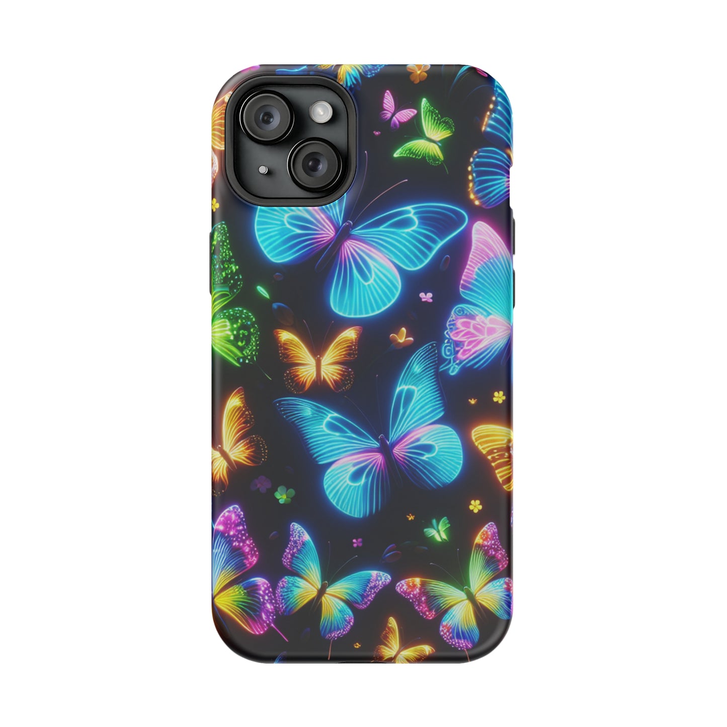 Luminous Butterfly Radiance Neon Butterflies Premium Art Magsafe Magnet Tough IPhone 13 14 15 Pro Plus Max and Mini in Matte and Glossy Phone cases