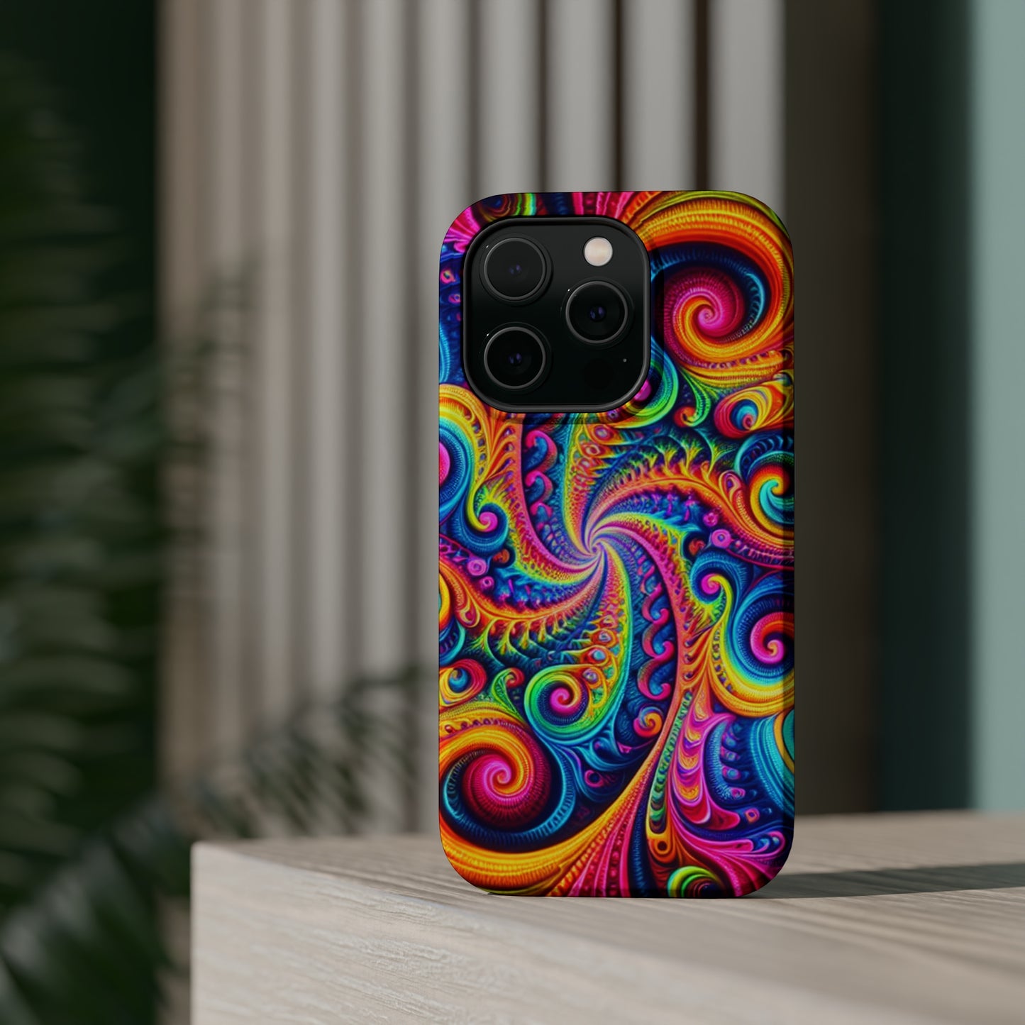 Trip-Infinite Radiance Neon Trippy Infinity Patterns Premium Art Magsafe Magnet Tough IPhone 13 14 15 Pro Plus Max and Mini in Matte and Glossy Phone cases