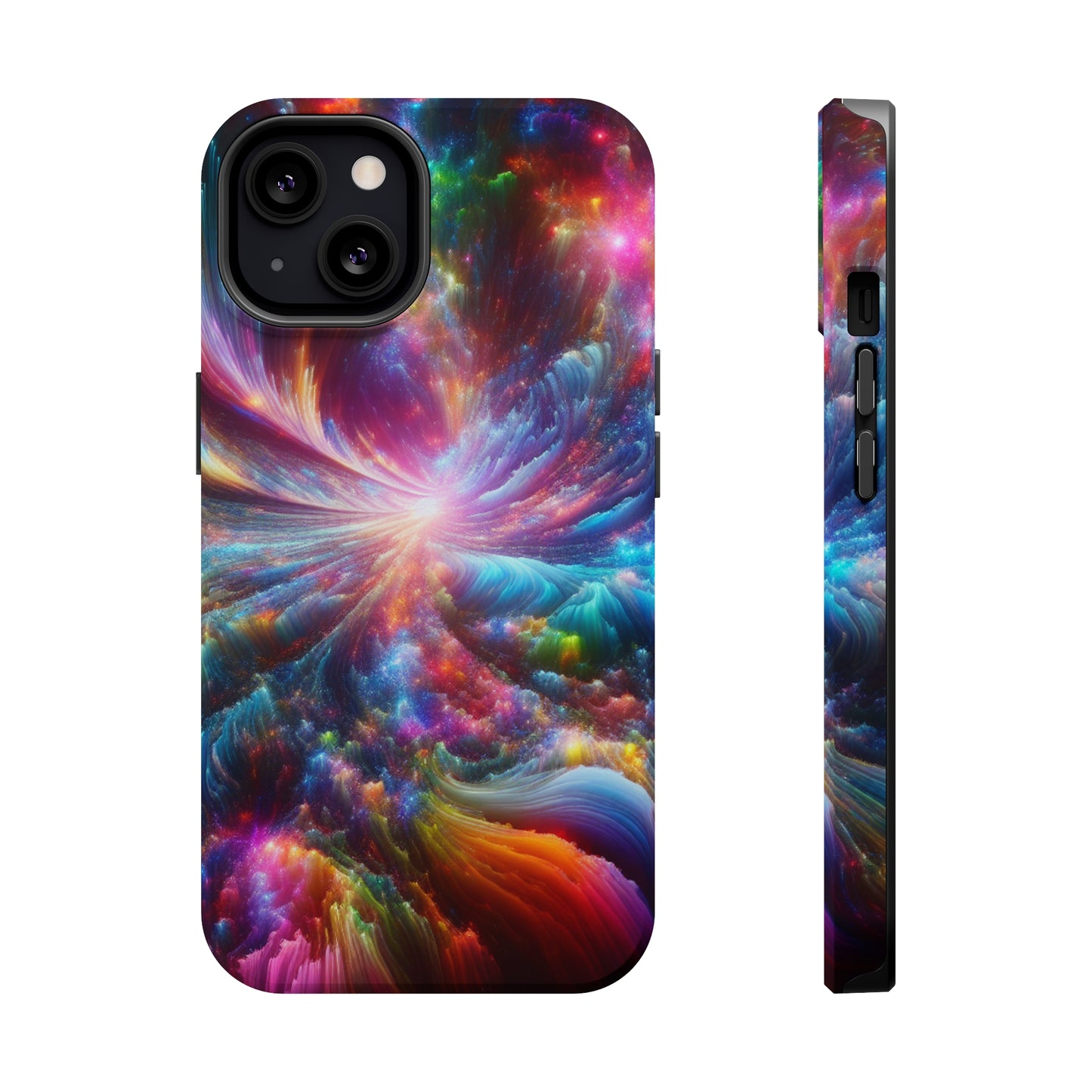 Neon Infinity Chromadrift. Neon Trippy Infinity Patterns Premium Art Magsafe Magnet Tough IPhone 13 14 15 Pro Plus Max and Mini in Matte and Glossy Phone cases