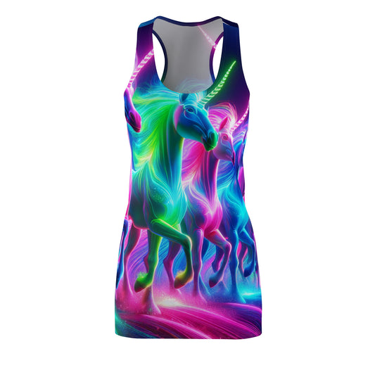 Kaleidicorn Spectacle. Neon Unicorns Racerback Dress