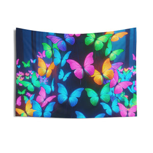 Neon Flight Swirl NEON Butterflies Art Tapestry