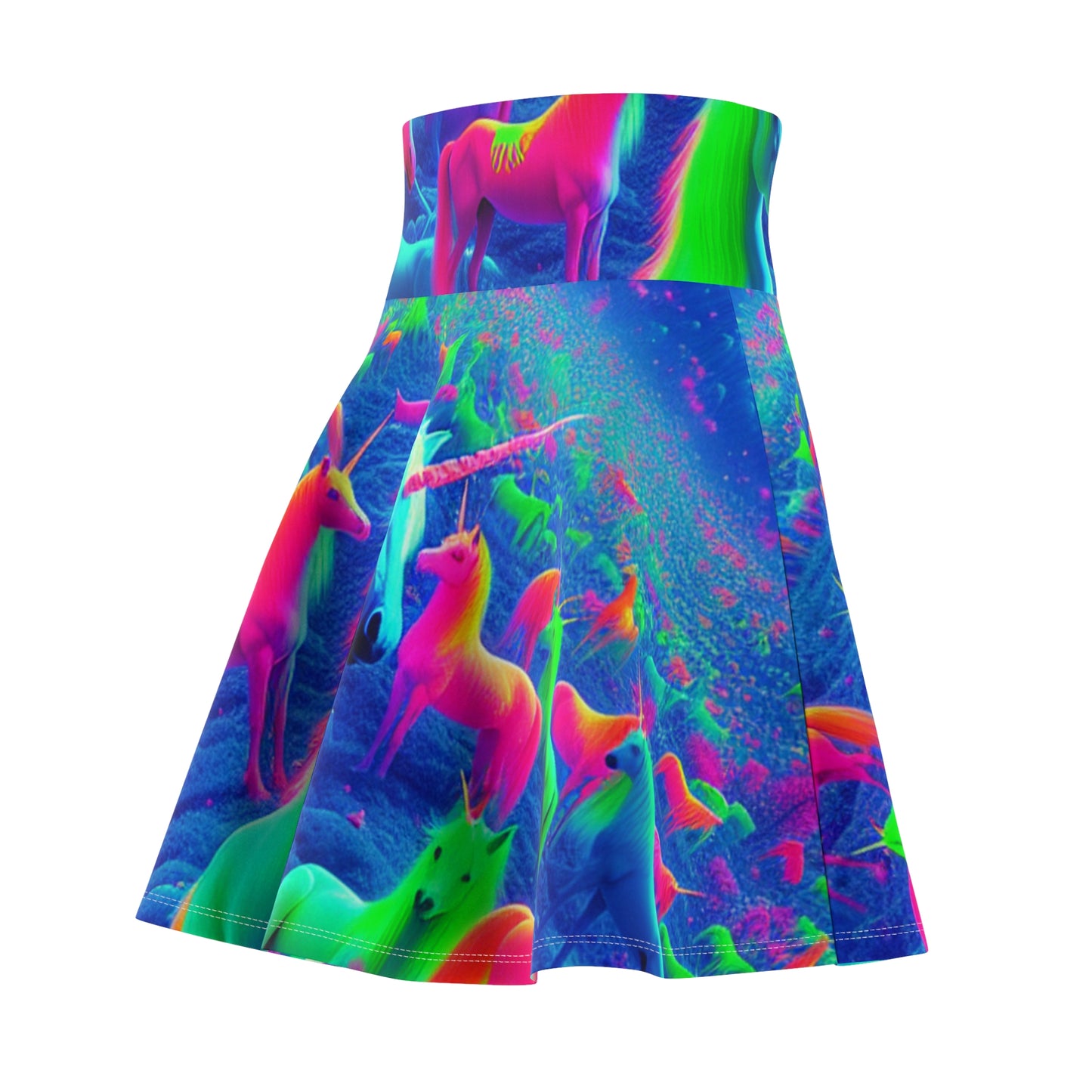 'Neon Fantasia' -NEON Unicorns Woman' Skater Skirt