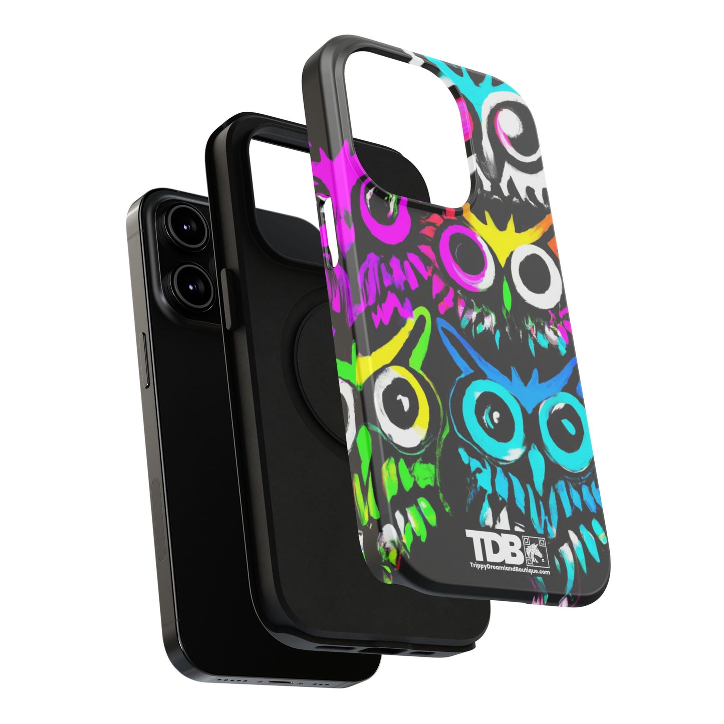 TDB Psychedelic Rave Owl Impact-Resistant Phone Case - Colorful Protection