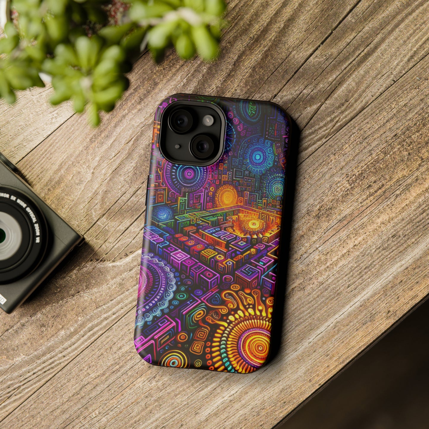 Vivid Voyage of Infinity Neon Splendor. Neon Trippy Infinity Patterns Premium Art Magsafe Magnet Tough IPhone 13 14 15 Pro Plus Max and Mini in Matte and Glossy Phone cases