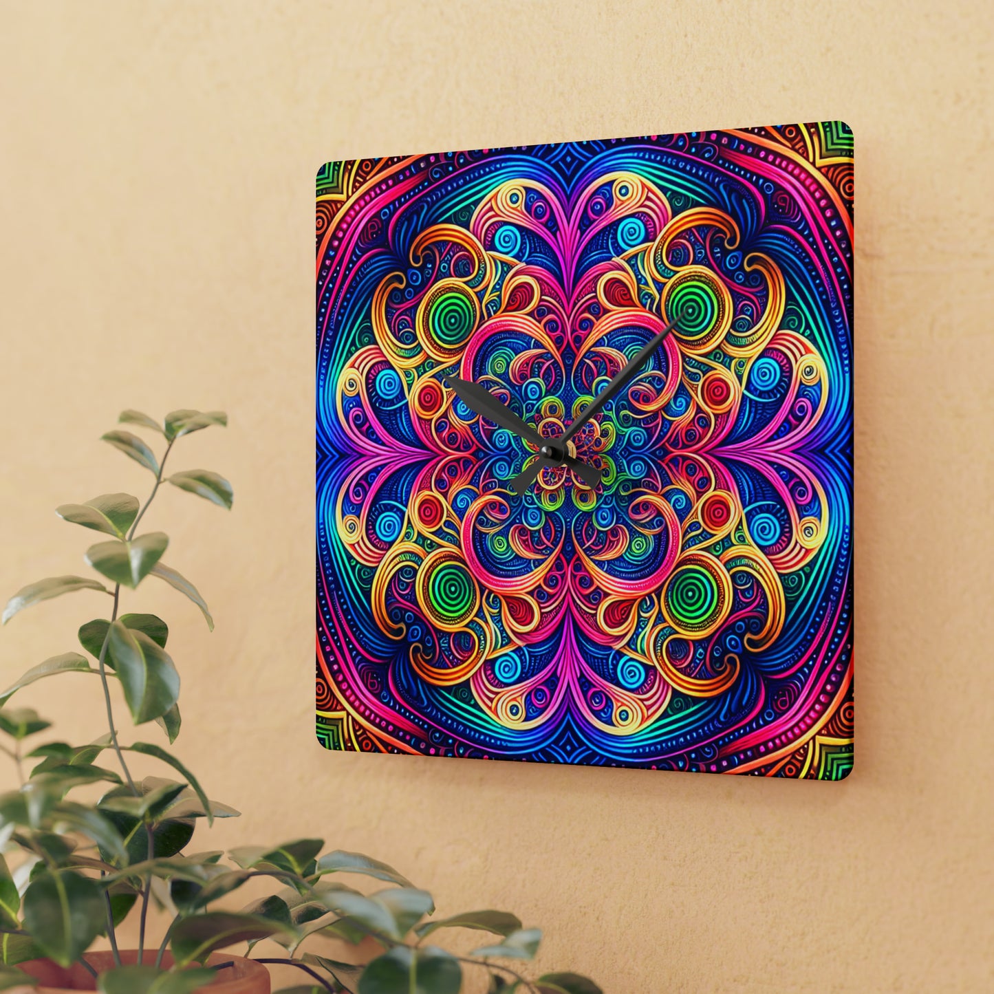 "Infinite Neon Dreams" Infinity Patterns Art Acrylic Clock