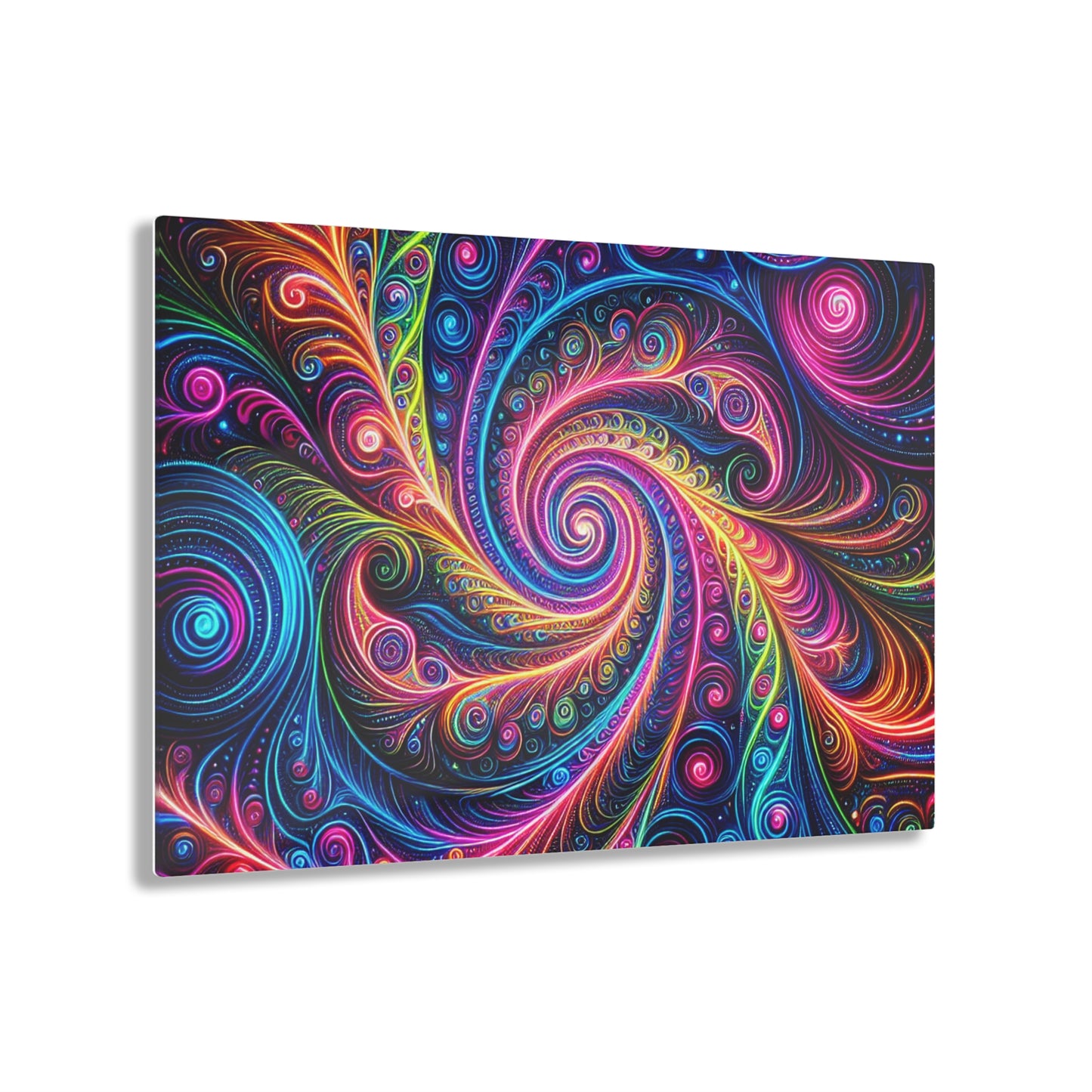 Electric Psychedelic Neon Vortex. Trippy infinity Pattern 1/4" Glossy Acrylic Art