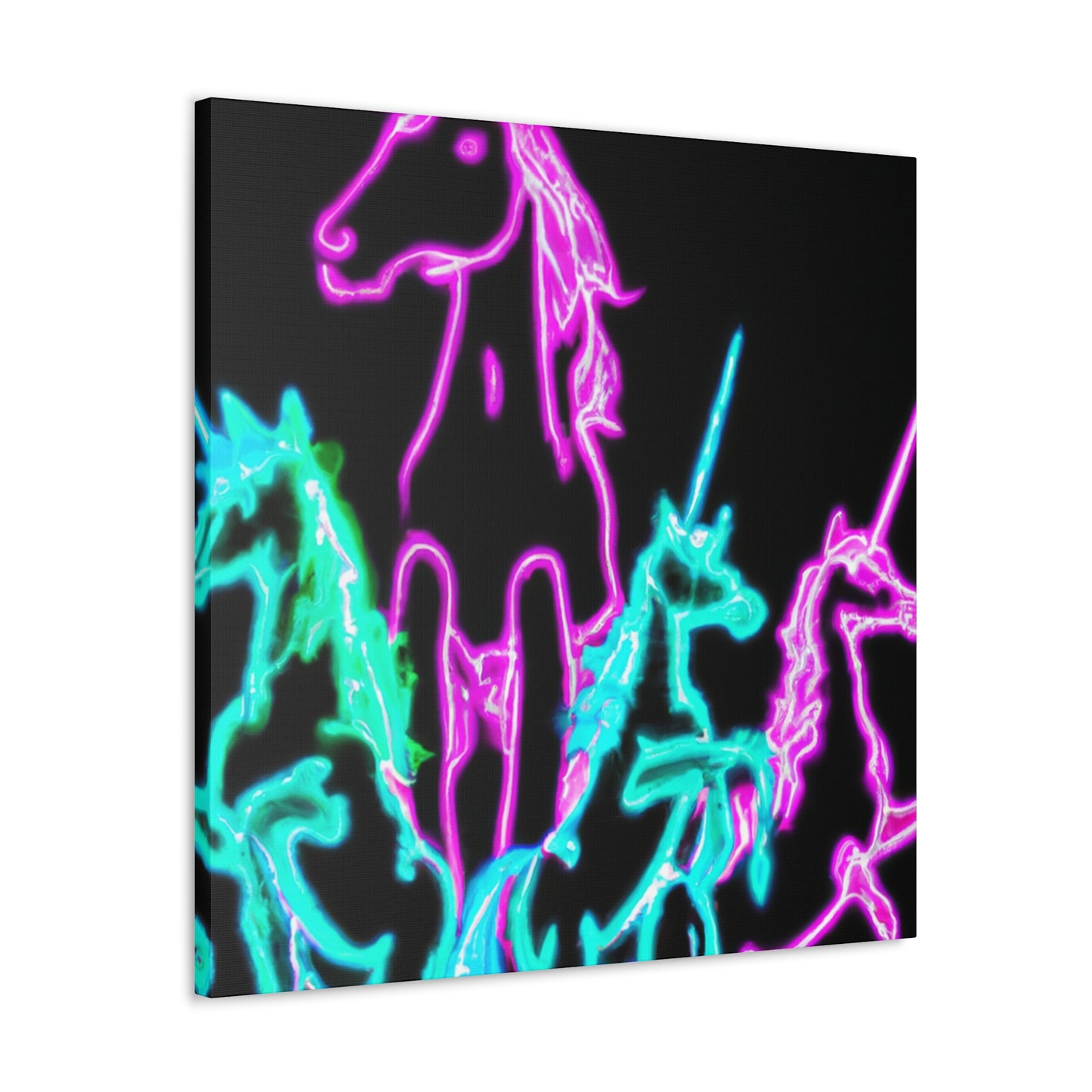 "Neon Paradise: A Unicorn Escapade" NEON Unicorns Art Canvas