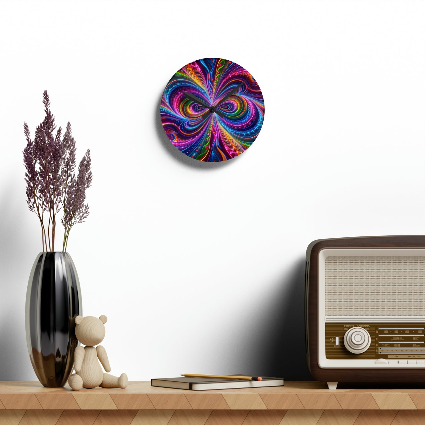 "Infinite Neon Bliss" Infinity Patterns Art Acrylic Clock