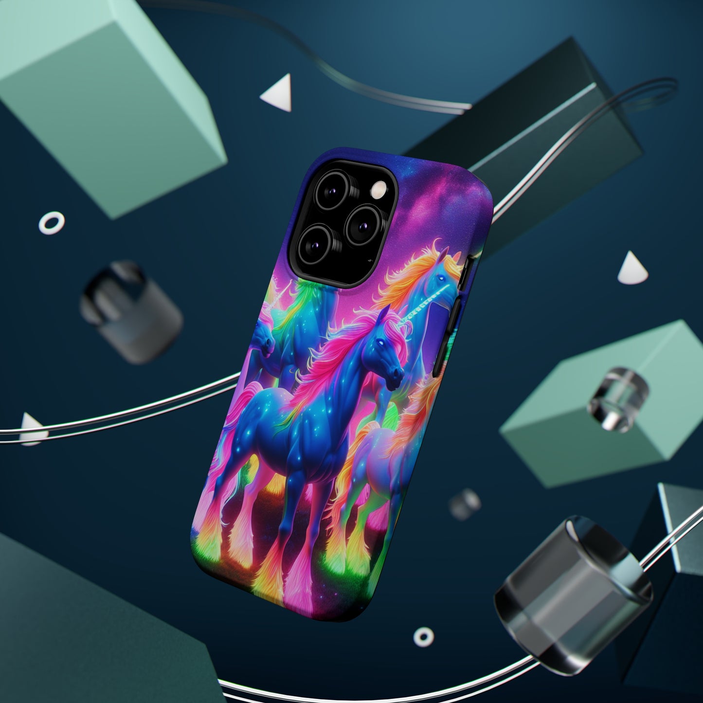 Neon Unicorn Congregation Neon Unicorns Premium Art Magsafe Magnet Tough IPhone 13 14 15 Pro Plus Max and Mini in Matte and Glossy Phone cases