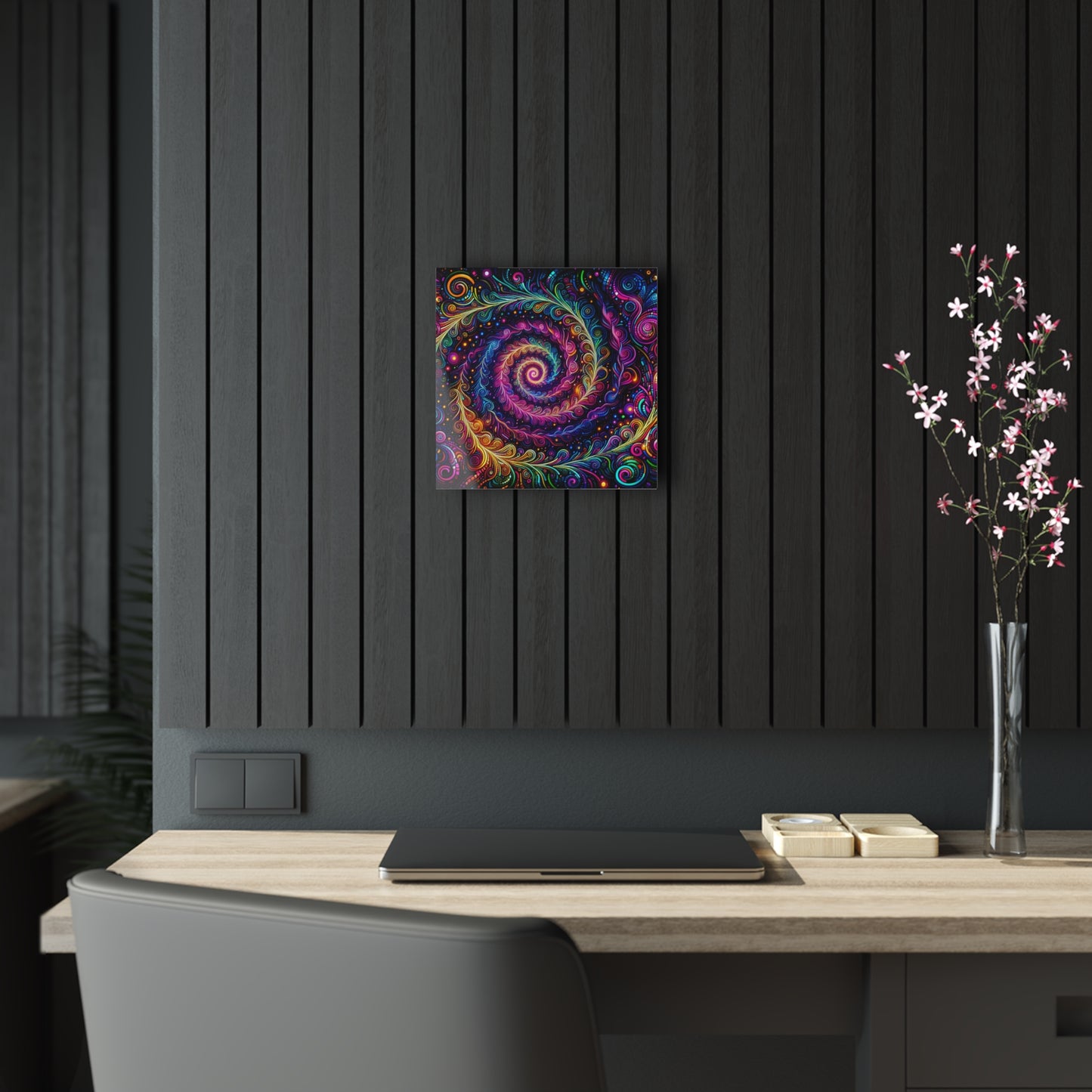 Vibrant Infinity Voyage. Trippy infity Pattern 1/4" Glossy Acrylic Art