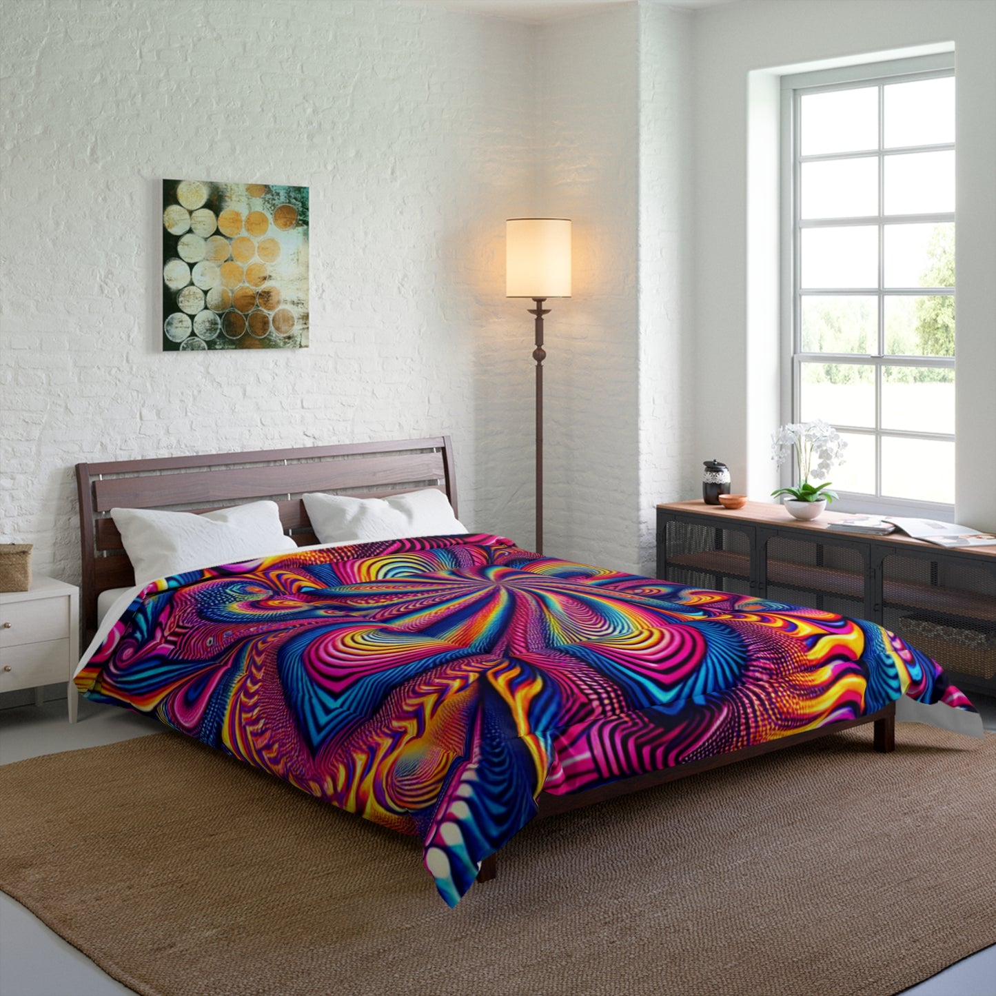 Neon Infinity Fantasia. Trippy Infinity Patterns Comforter Blanket