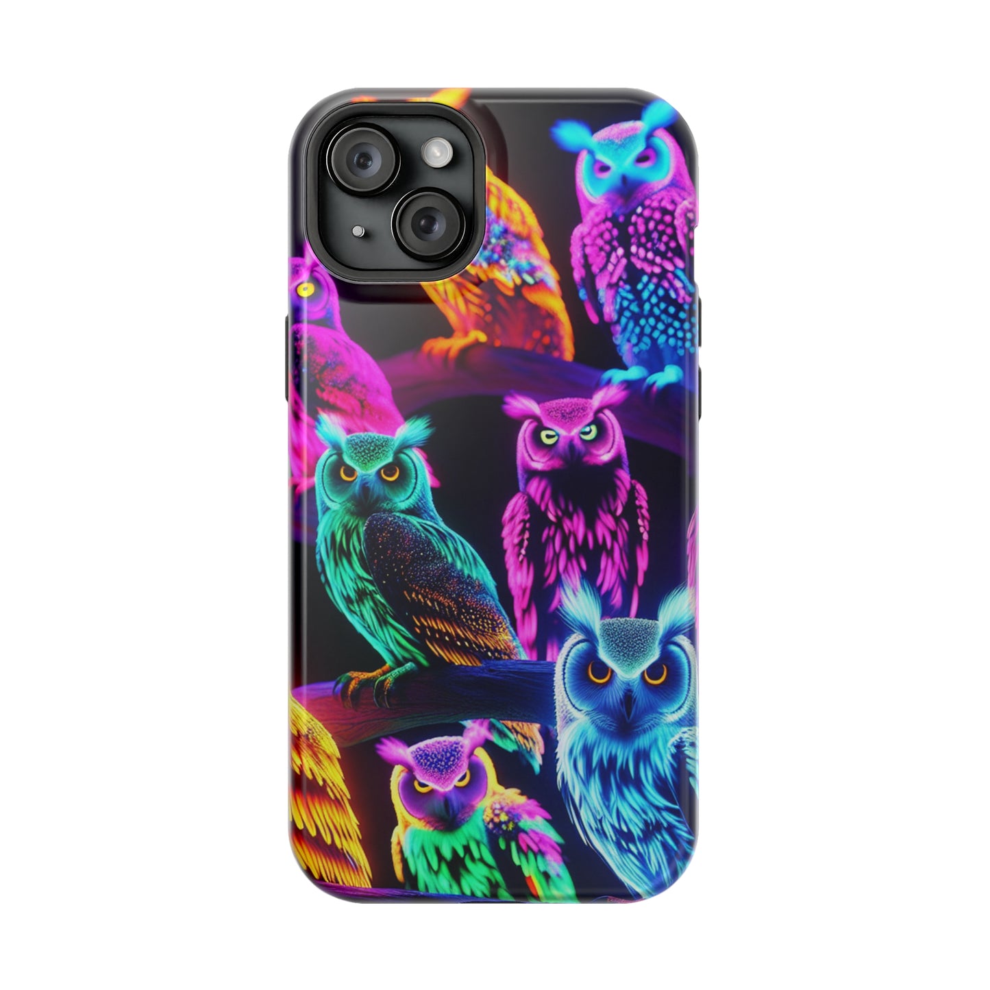 Neon Night Owls. Neon Owls Premium Art Magsafe Magnet Tough IPhone 13 14 15 Pro Plus Max and Mini in Matte and Glossy Phone cases