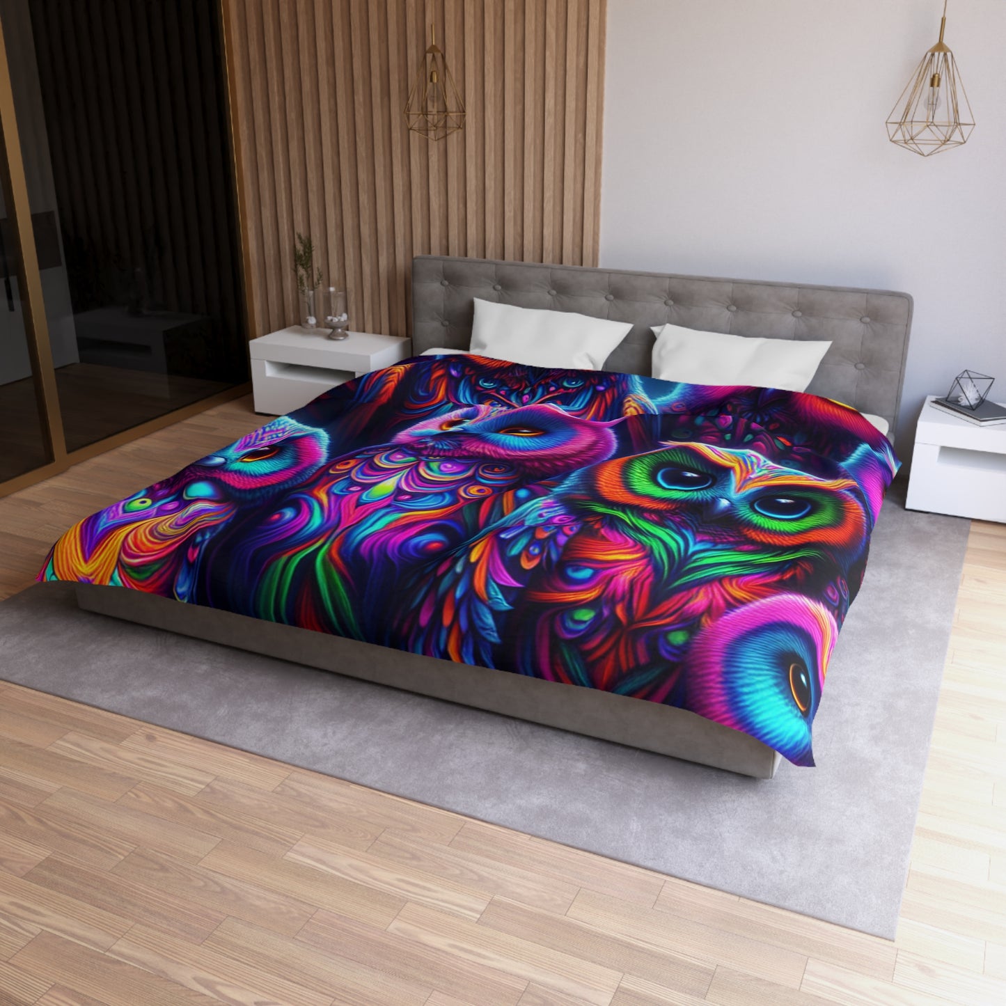 Giovanni di Saraco - NEON Owls Microfiber Duvet Cover