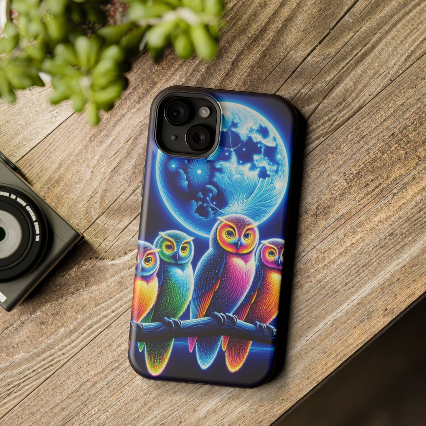 Neon Nocturnal Orbitals. Neon Owls Premium Art Magsafe Magnet Tough IPhone 13 14 15 Pro Plus Max and Mini in Matte and Glossy Phone cases