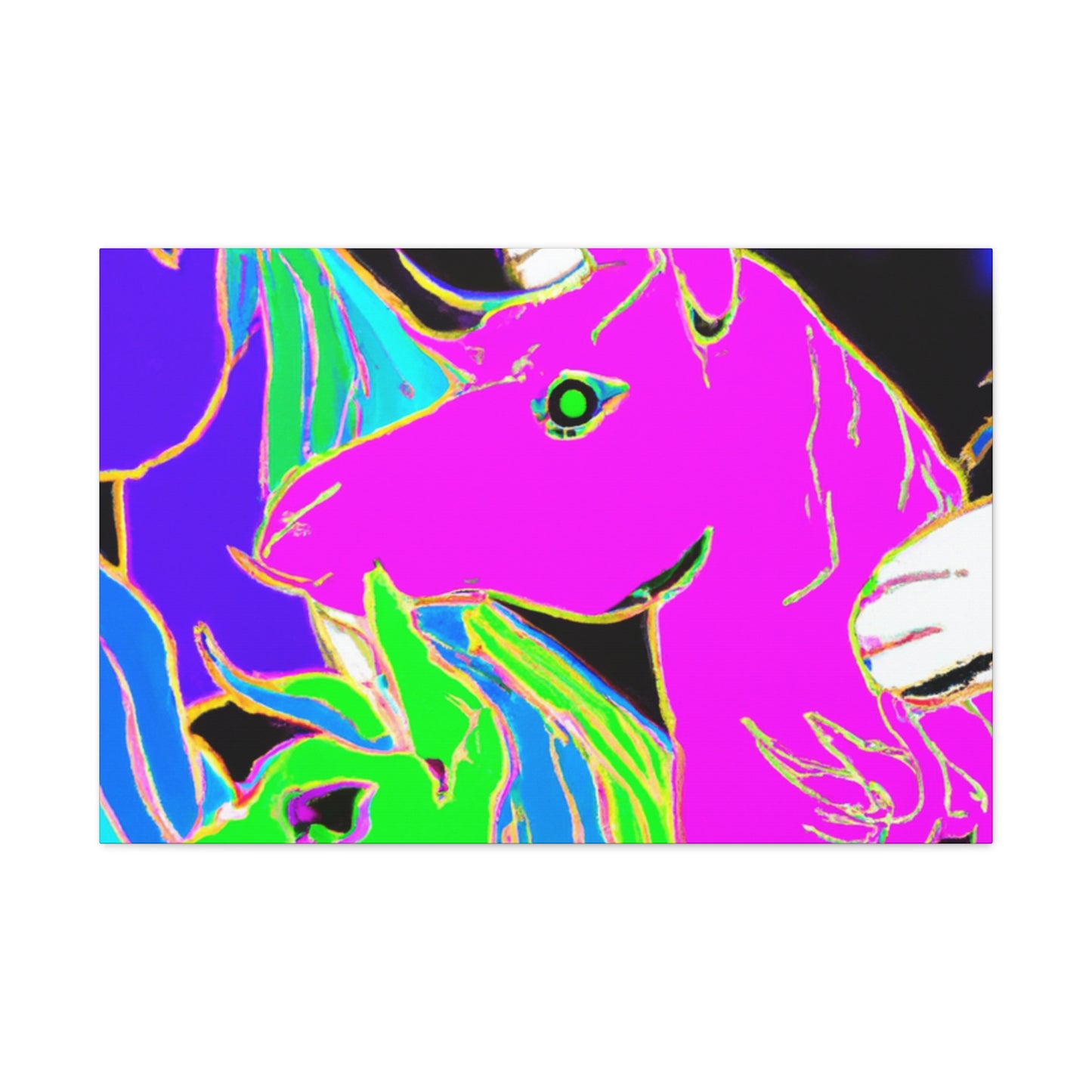 "Neon Rainbow Posse" NEON Unicorns Art Canvas