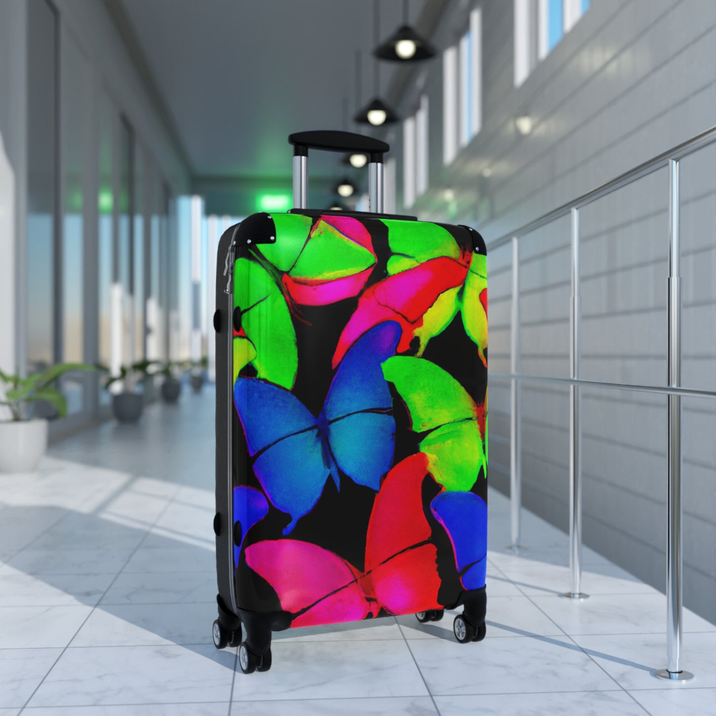 Neon Mosaic Butterflies. - Neon Butterflies Suitcase