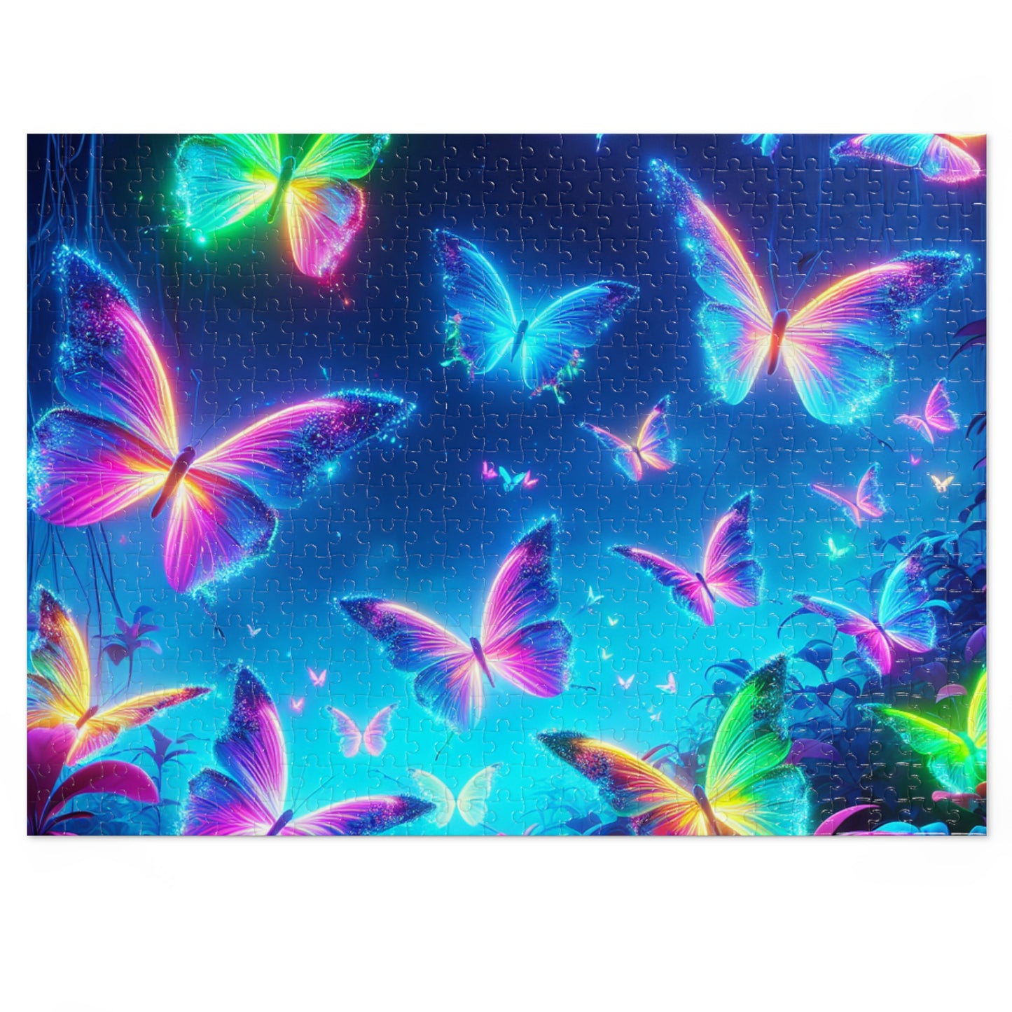 Neon Flight. - Neon Butterflies Puzzle30, 110, 252, and 1000 Pieces