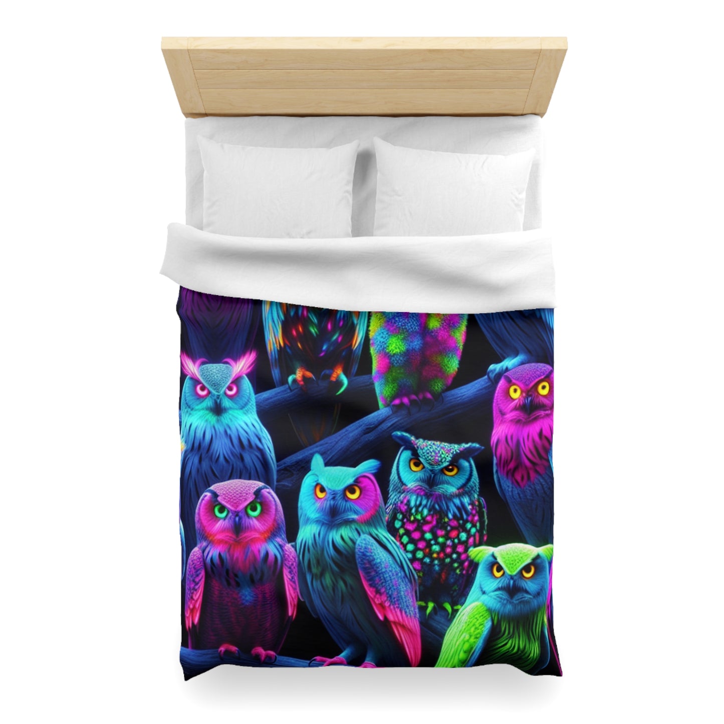Giovanni Veronese - NEON Owls Microfiber Duvet Cover