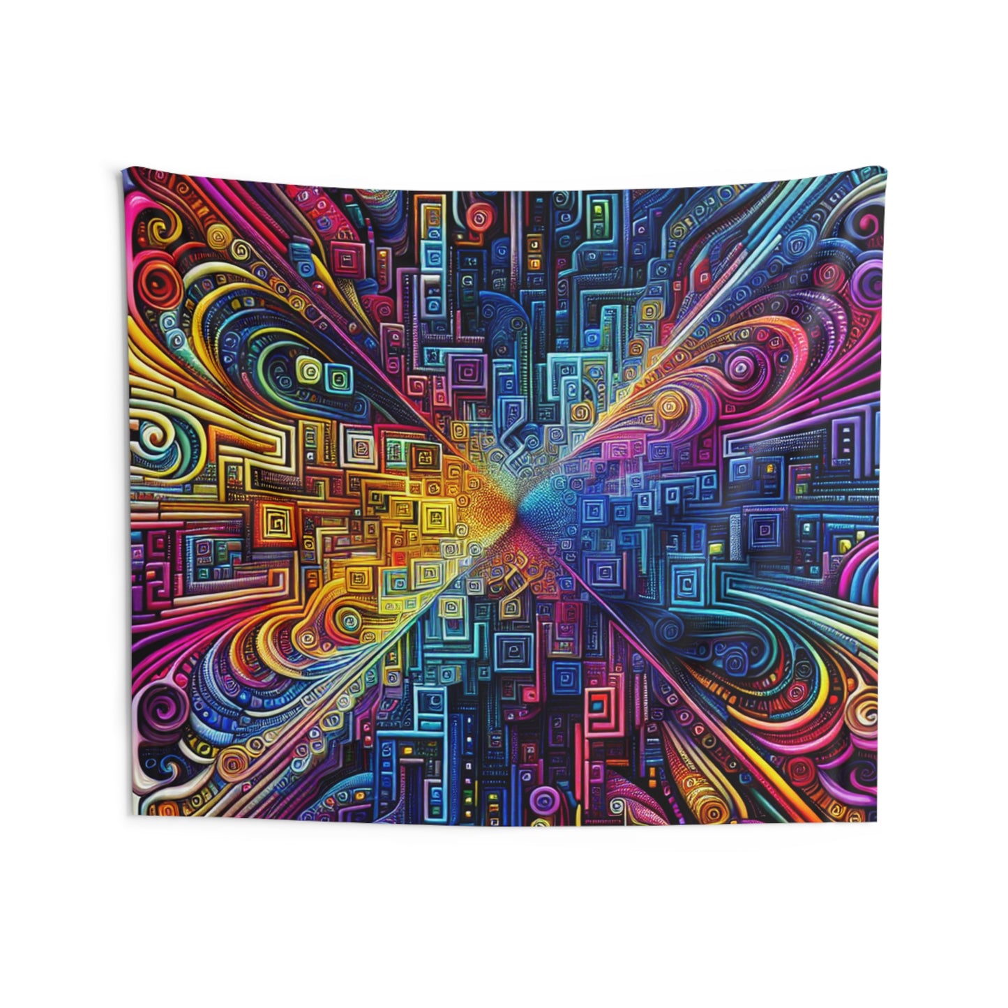 Electric Throbbing Prismatic Visions. Infinity Patterns Art Tapestry