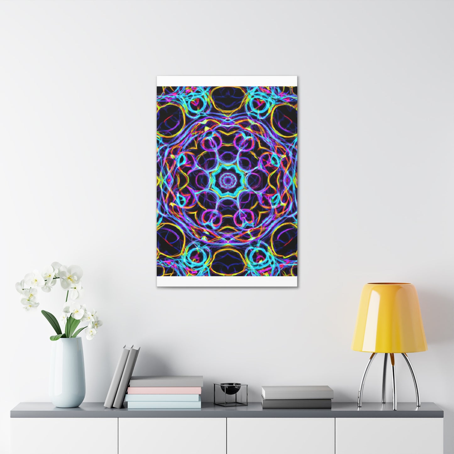 Neon Infinity Voyage. Trippy Infinity Patterns Art Canvas